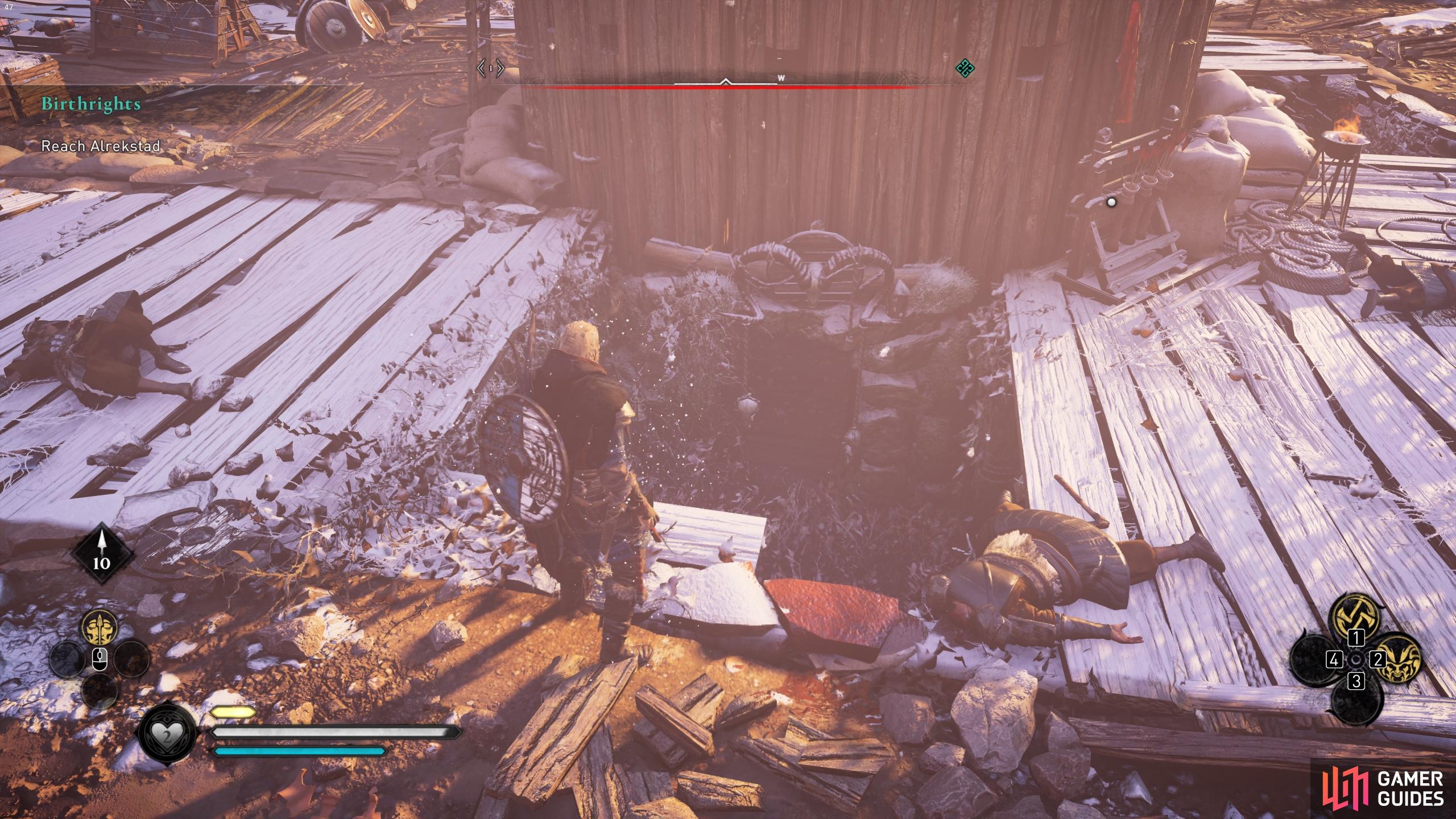 Or you can shoot the wooden platform just outside the tower.