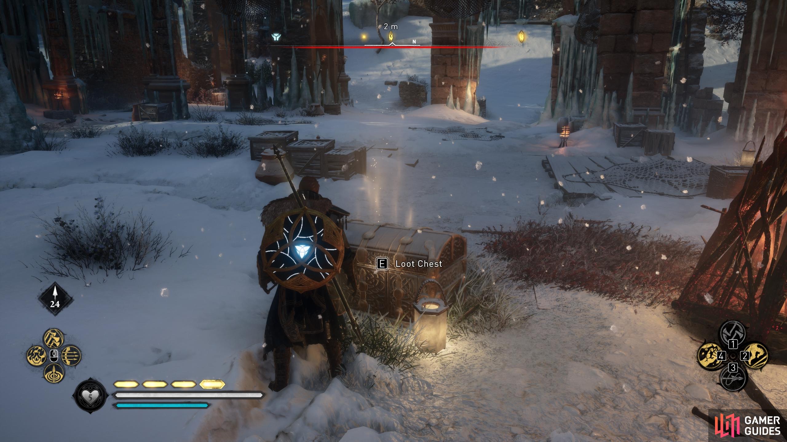 You'll find the chest in the centre of the ruins, surrounded by Jotnar.