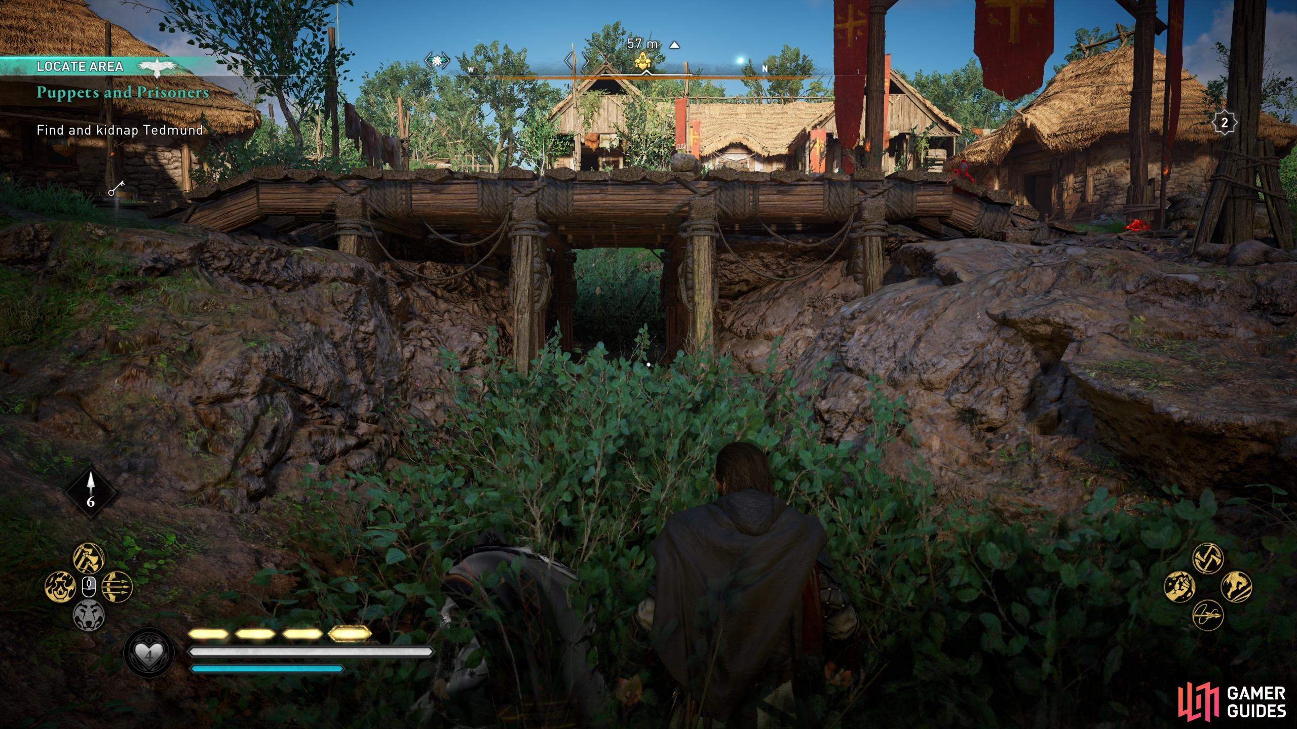 Use the tall foliage within Beamasfield to hide from the guards if you want to take a stealth approach.