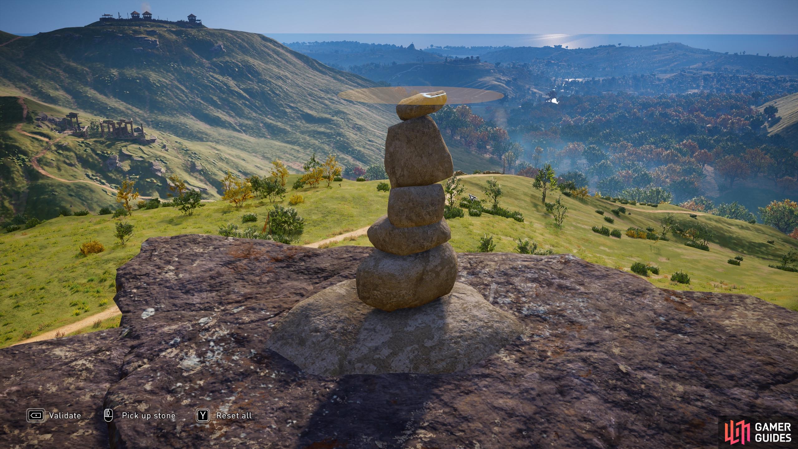 You'll need to stack the stones to the required height threshold before you can validate them.
