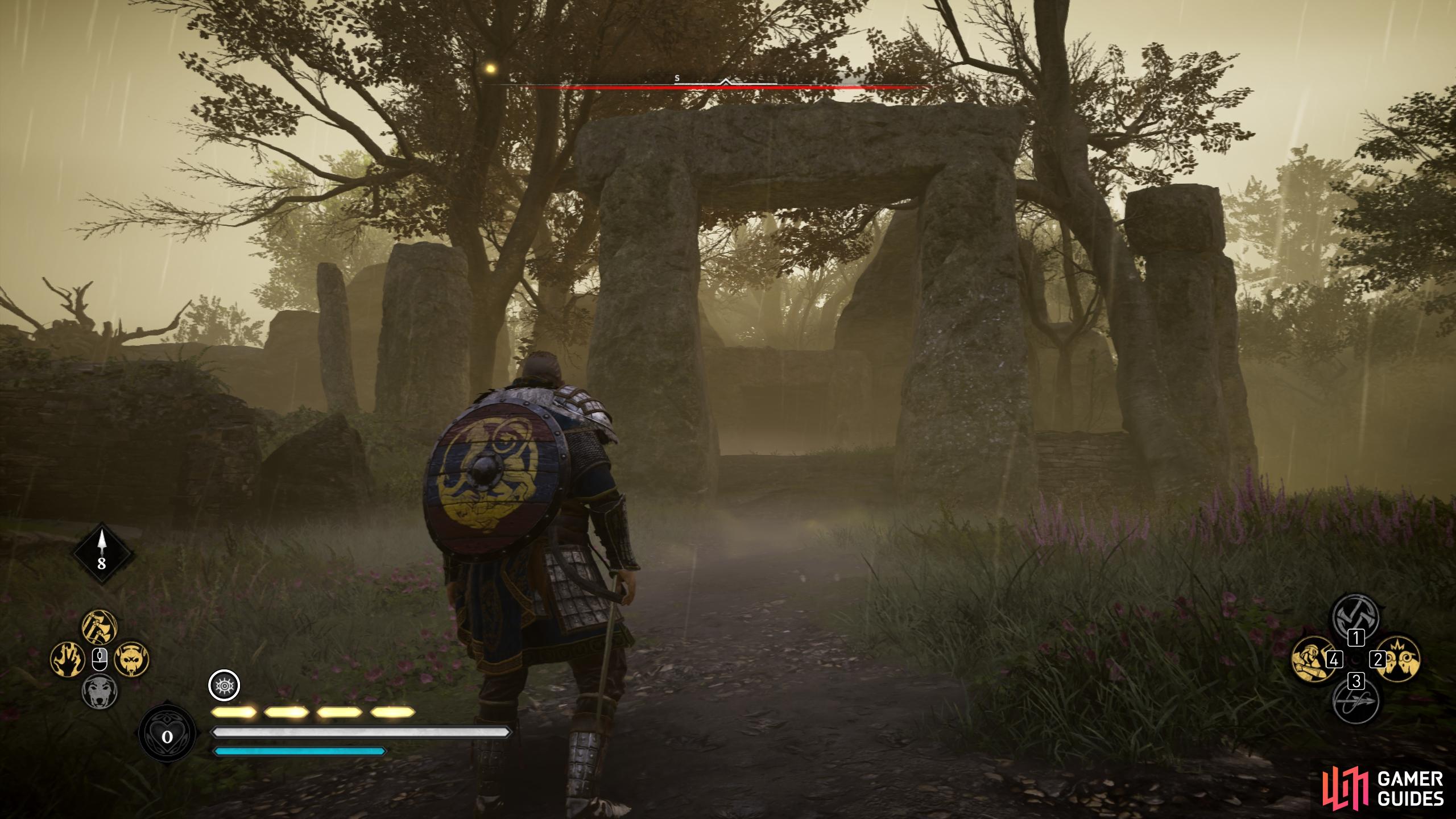 Once you find the ritual stones surrounded by druidic fog, turn south to find the clue in the tombs.