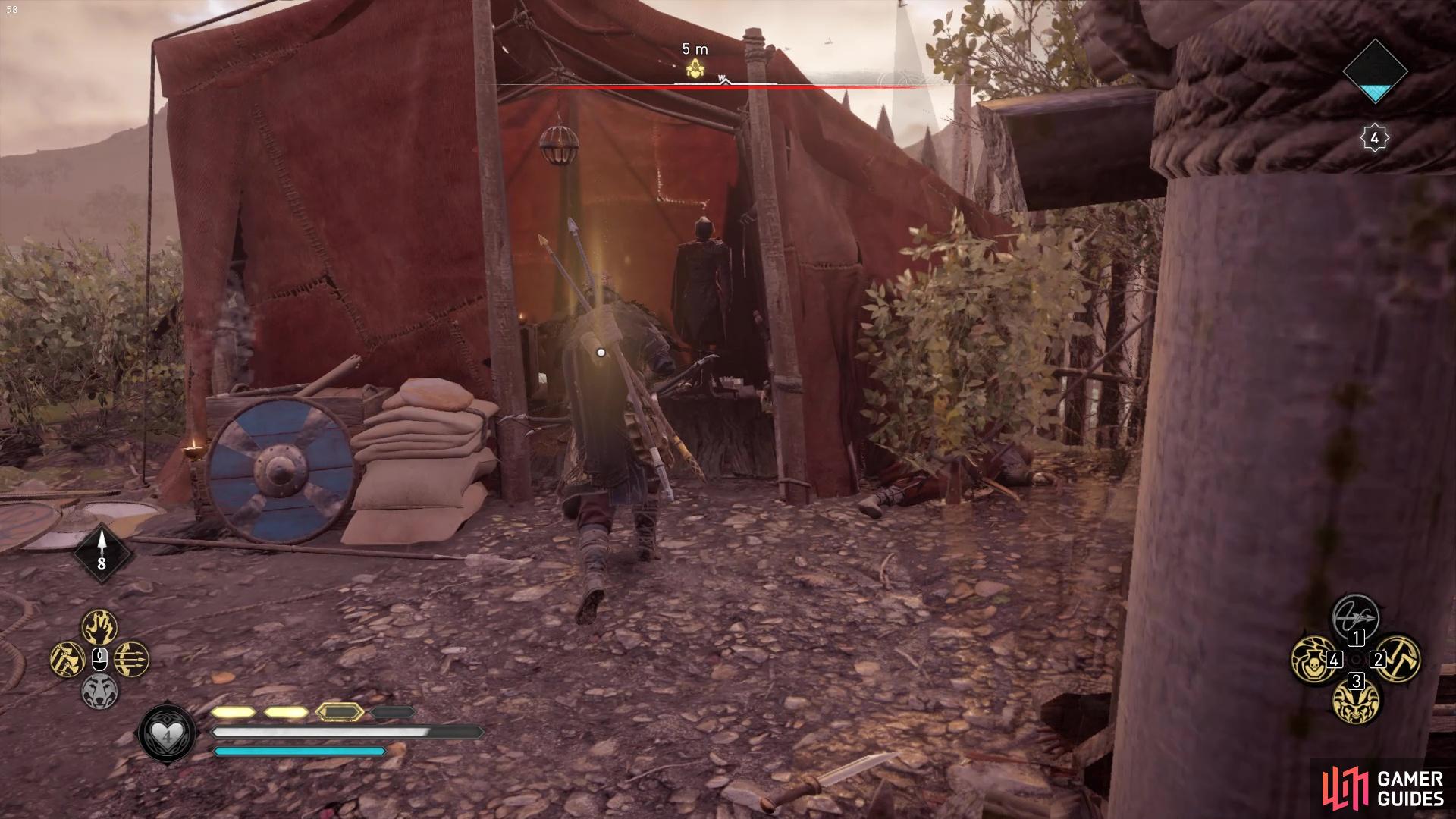 youll find a chest in one of the red tents in the enemy camp.