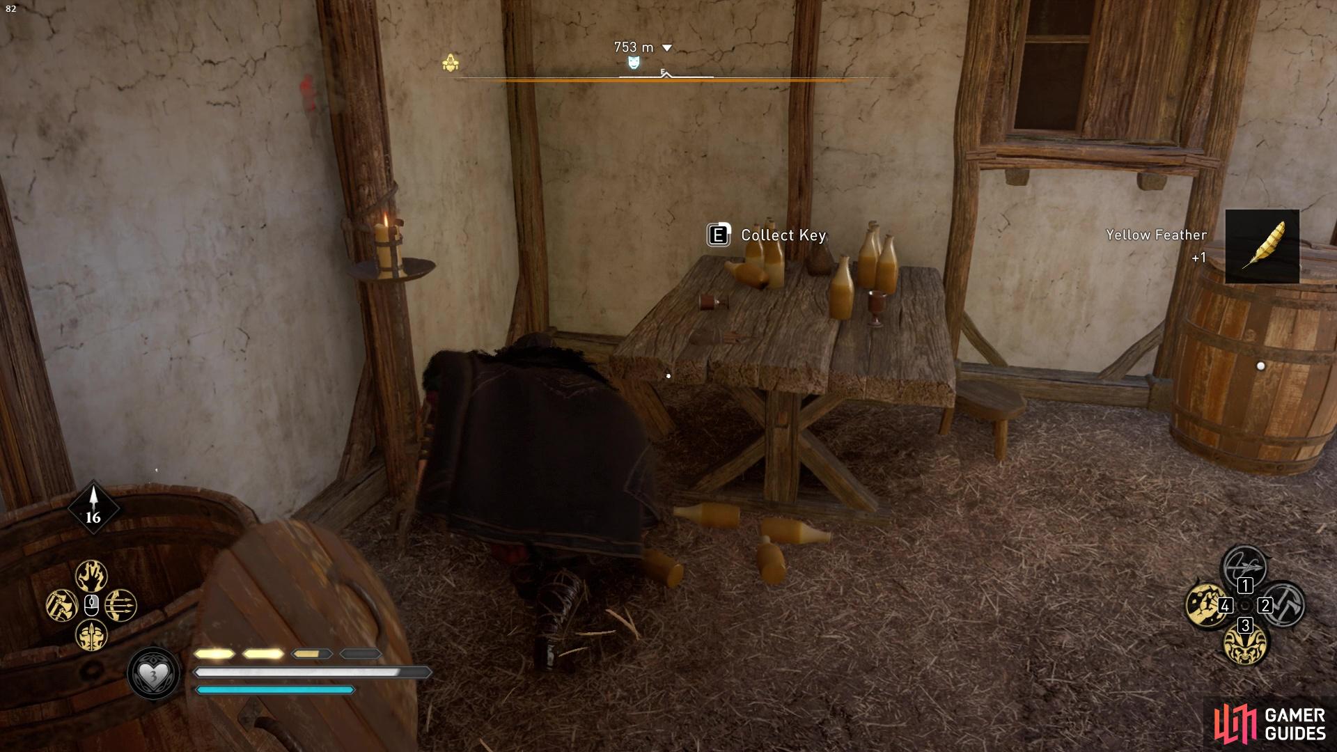 Youll need two keys to unlock the chest. One is found in one of the central buildings of the settlement.