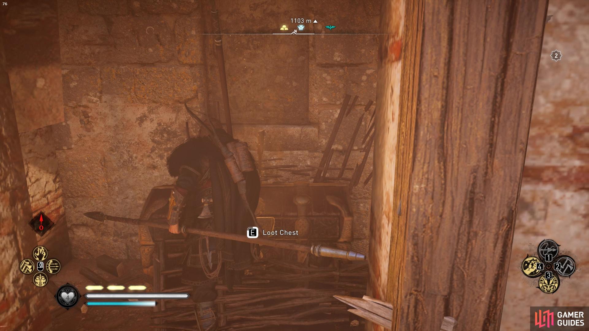 Then move the moveable barricade to get to the chest. 