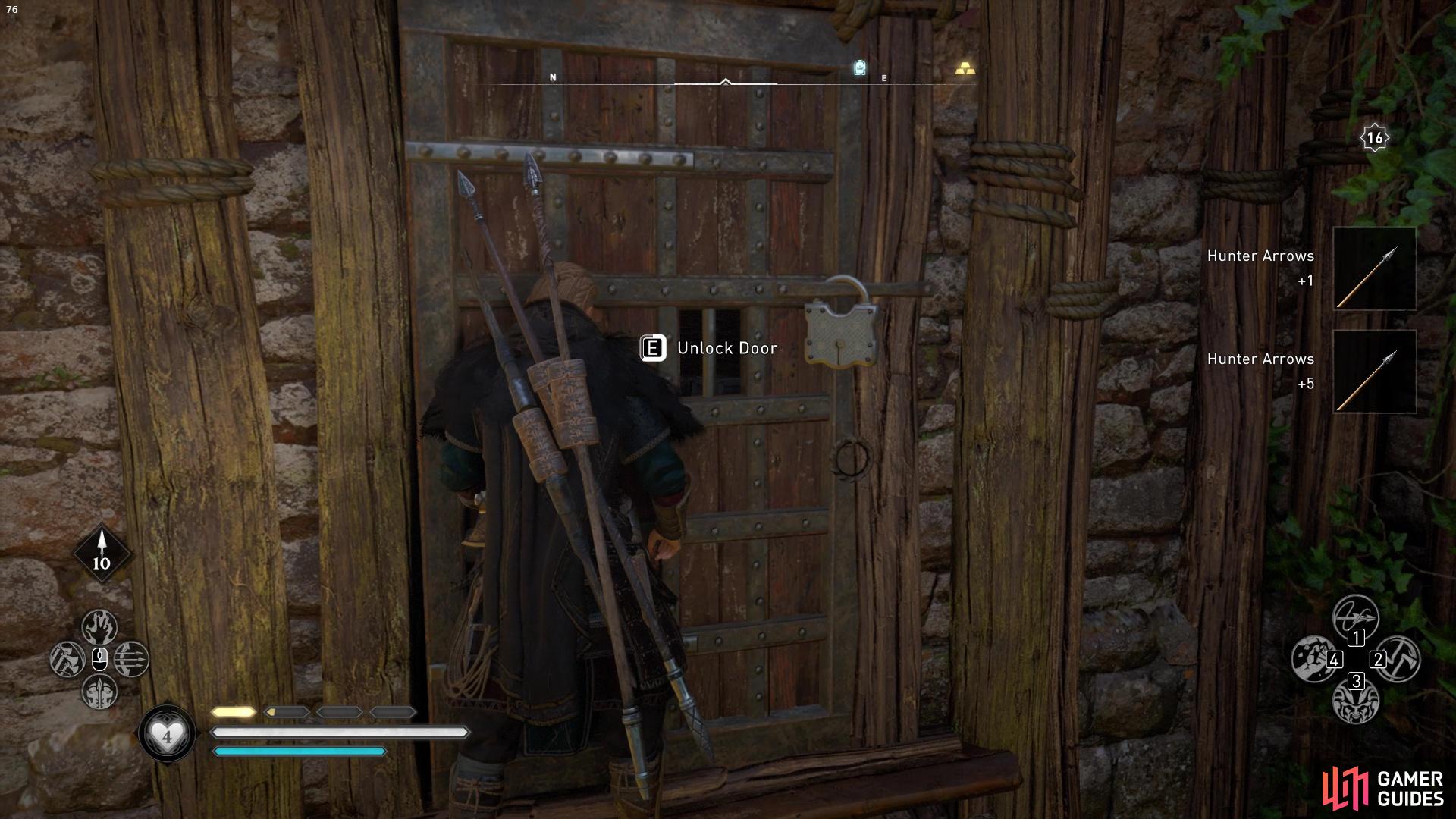 You can grab the key from the Hurler and use it to open up the locked building.