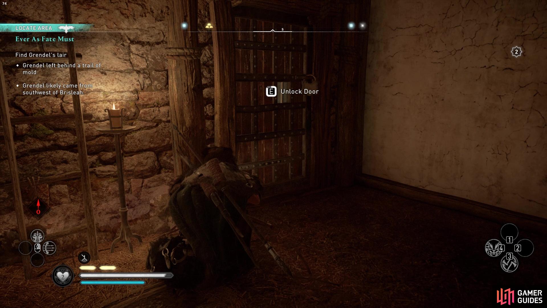 Then, use it to unlock the basement door to get to the chest.