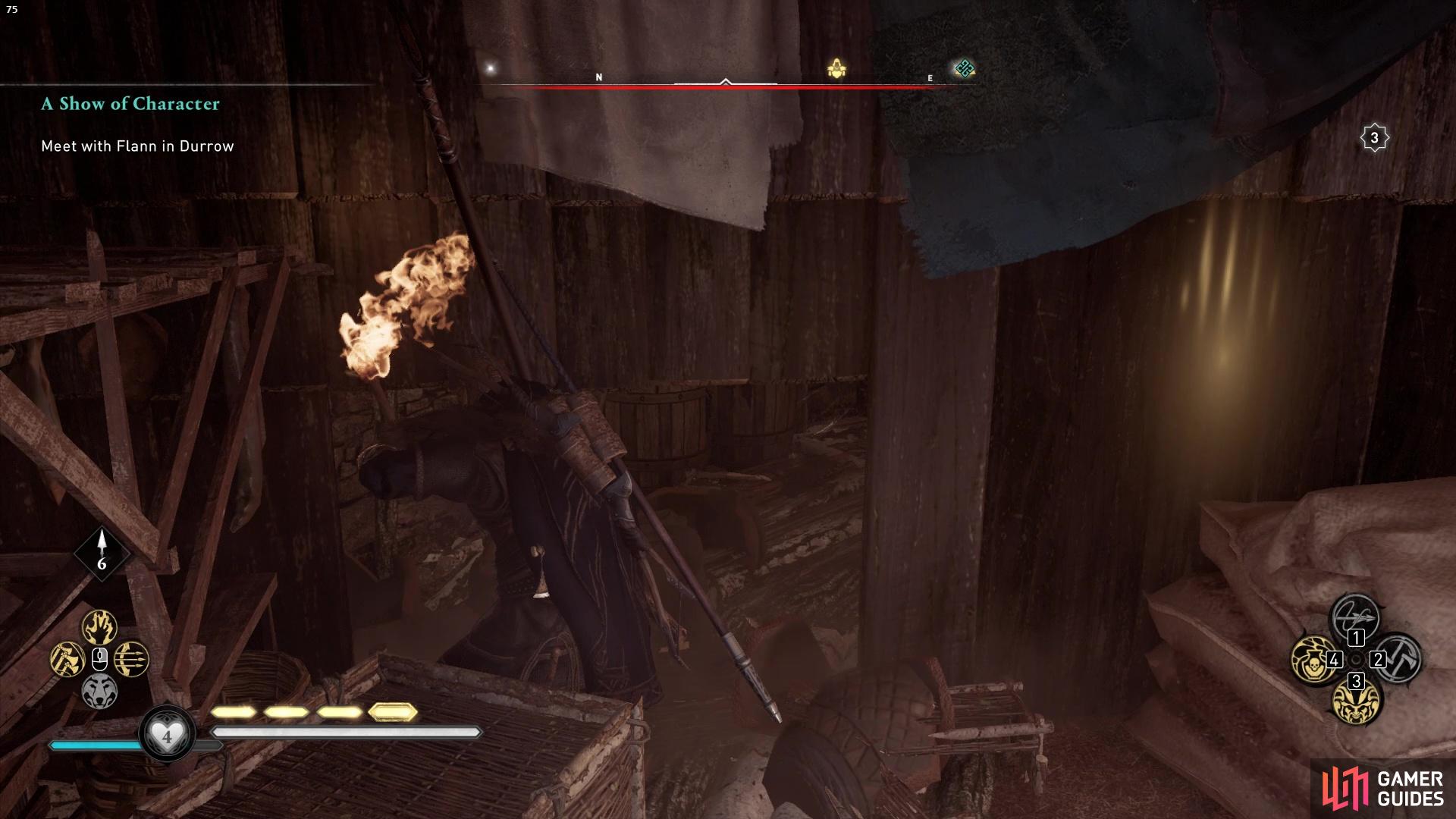 youll need to break some objects to reveal a hole in the wall you can head through to reach the chest.