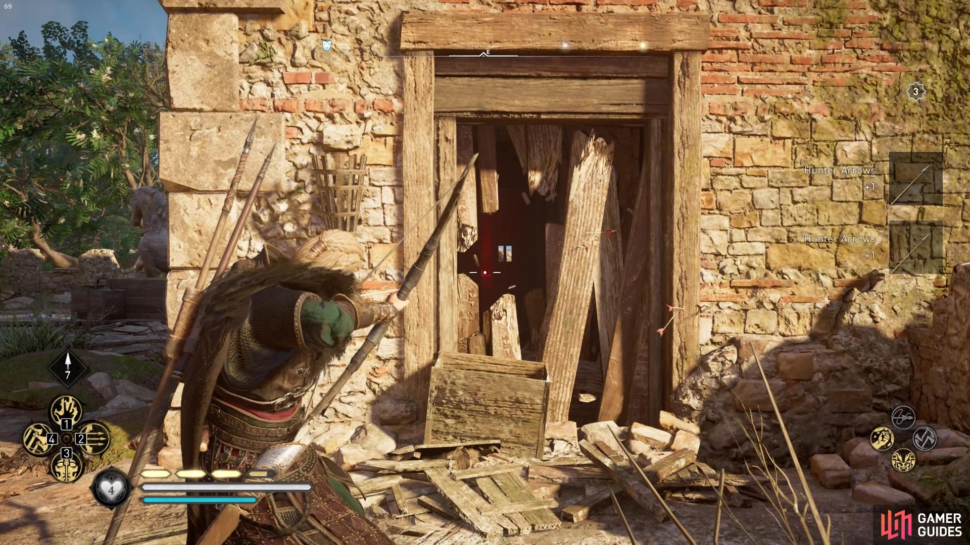 youll need to shoot the lock through the hole in the wall to gain access.