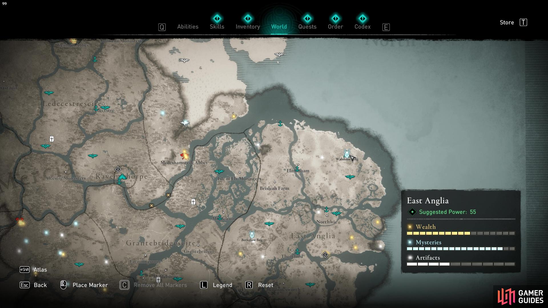 Assassins Creed Valhalla: East Anglia map