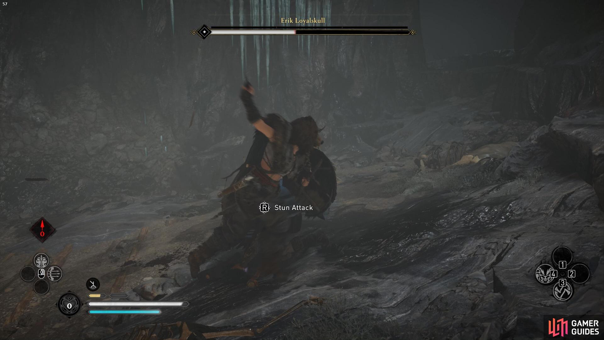 Parrying and shooting his weak points will drain his stamina and youll be able to stun attack him.