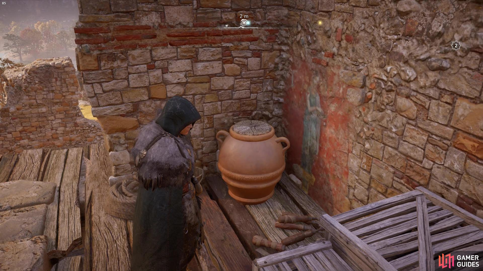 and if you break the pot on the platform you'll be able to collect a Roman Artifact.