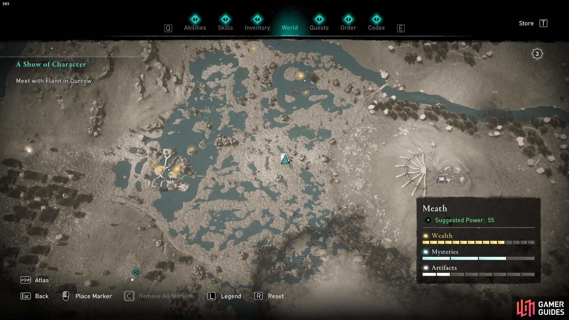 The treasure hoard map is found east of Inchroe