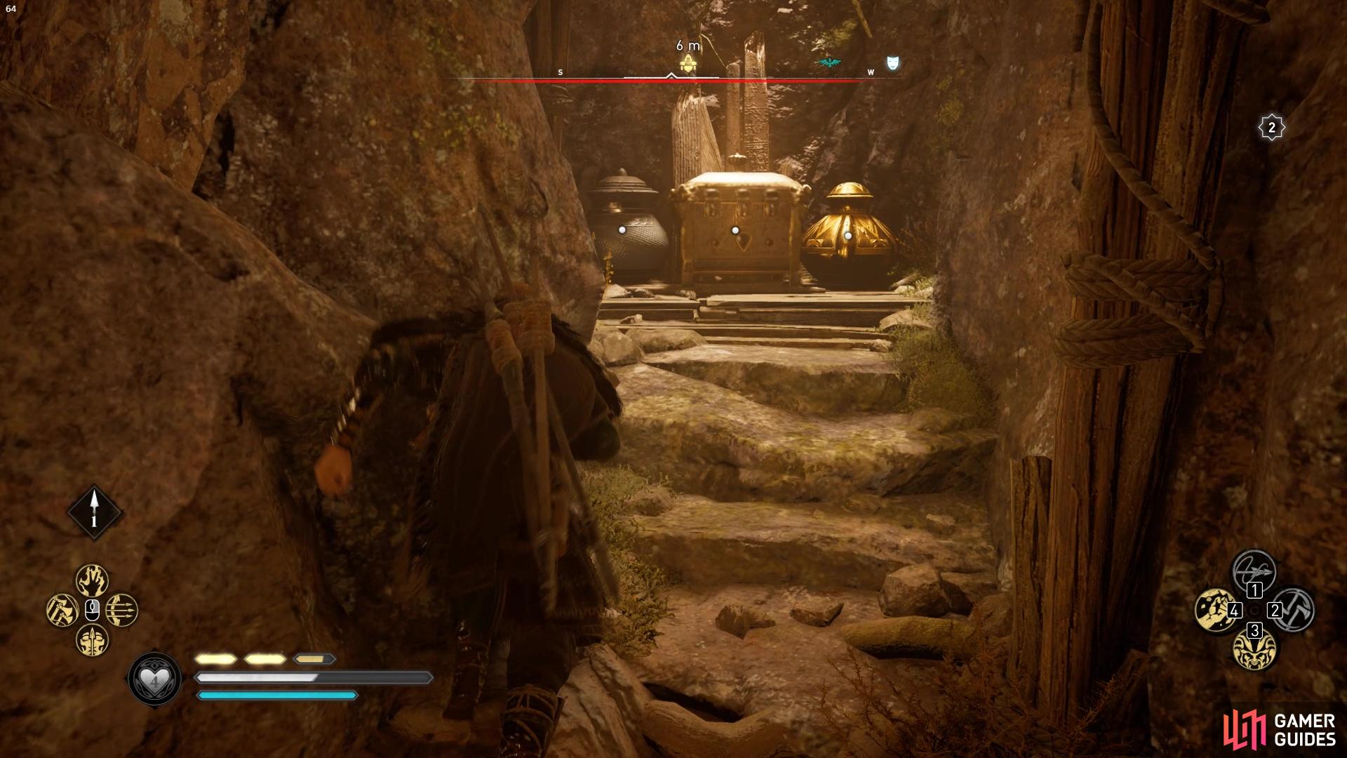 the armor is found within the cave.