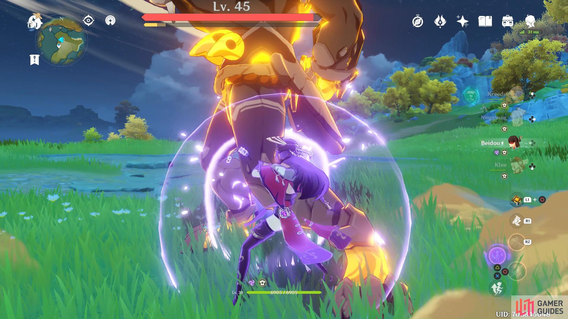 Beidou's Elemental Skill "Stormbreaker" can be useful in this fight