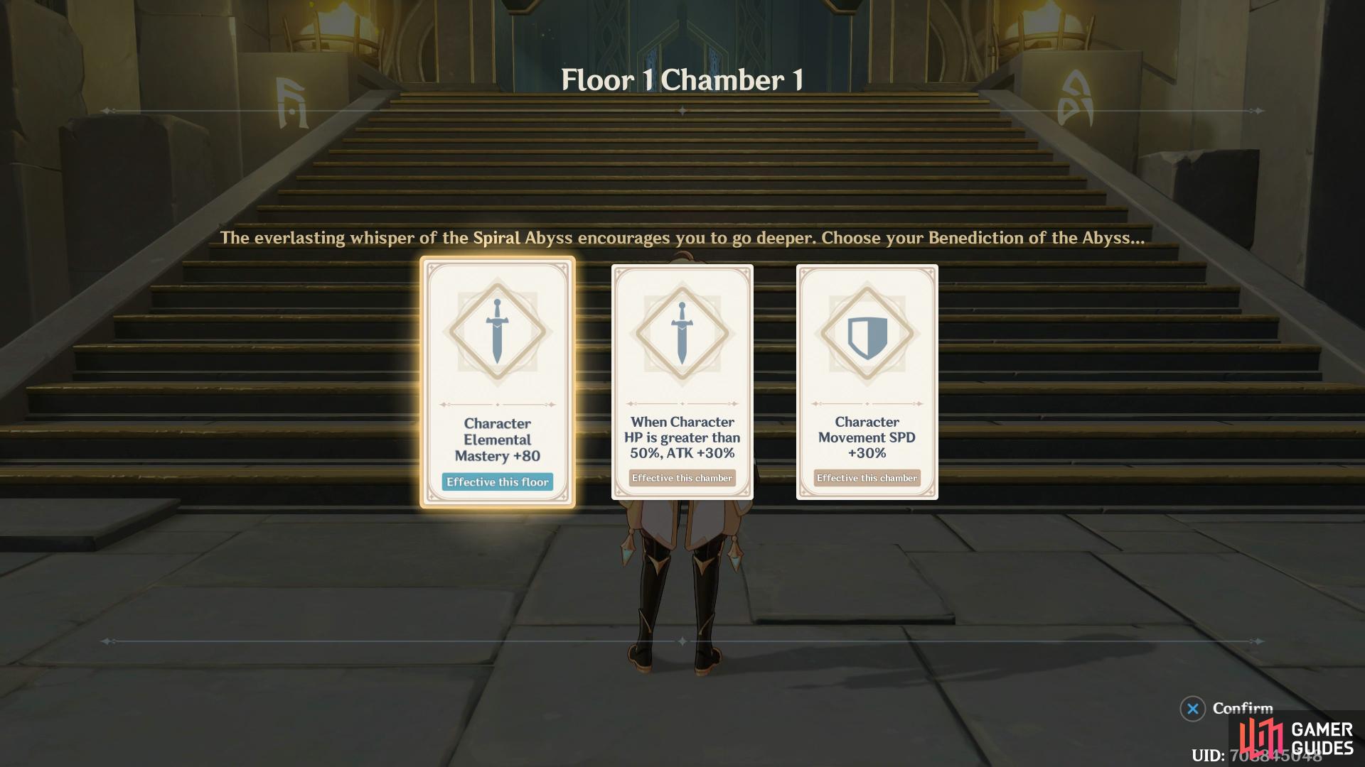 you can choose one Benediction after every chamber