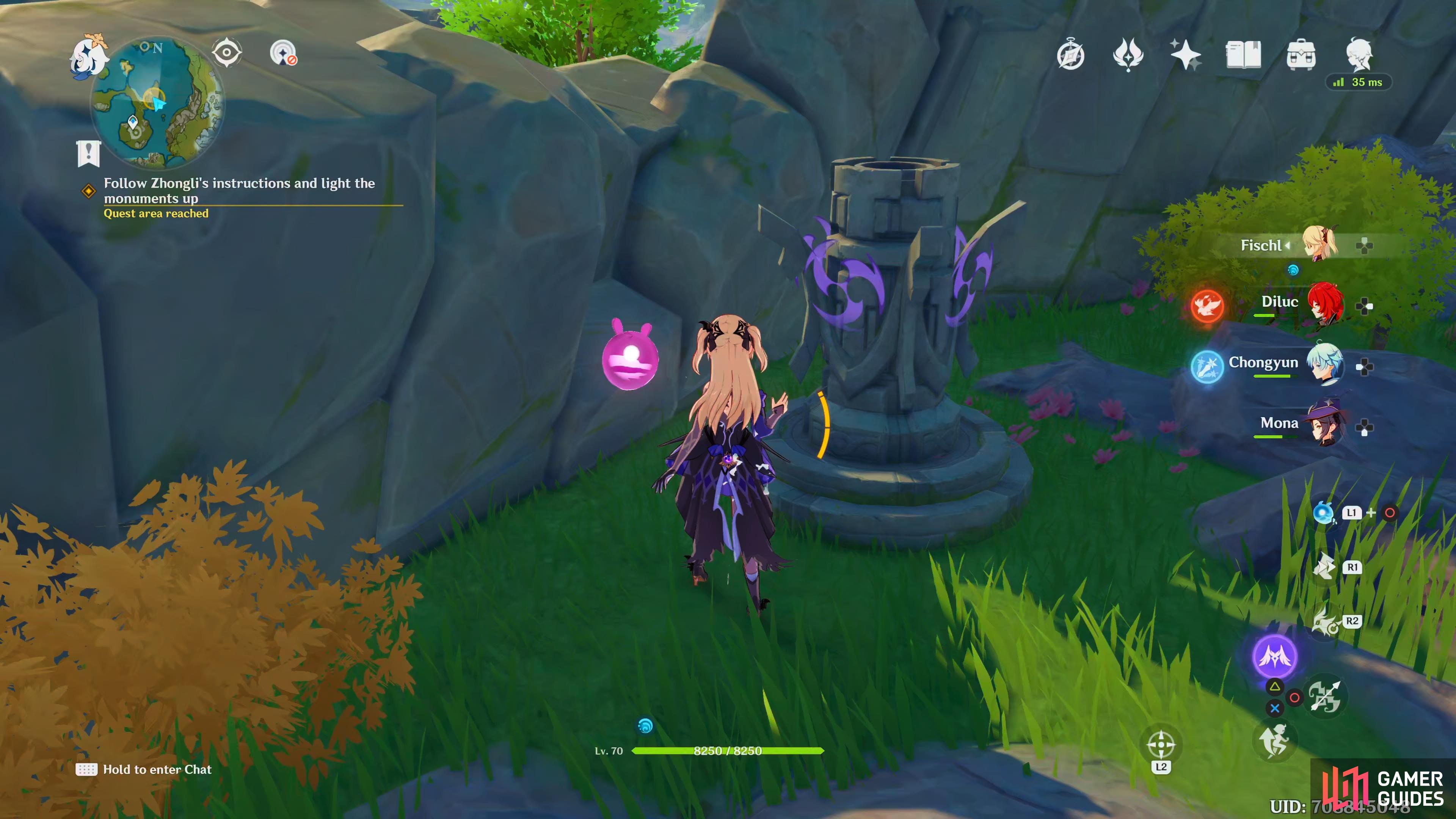 the east totem is behind a smaller stone wall, similar to the south totem