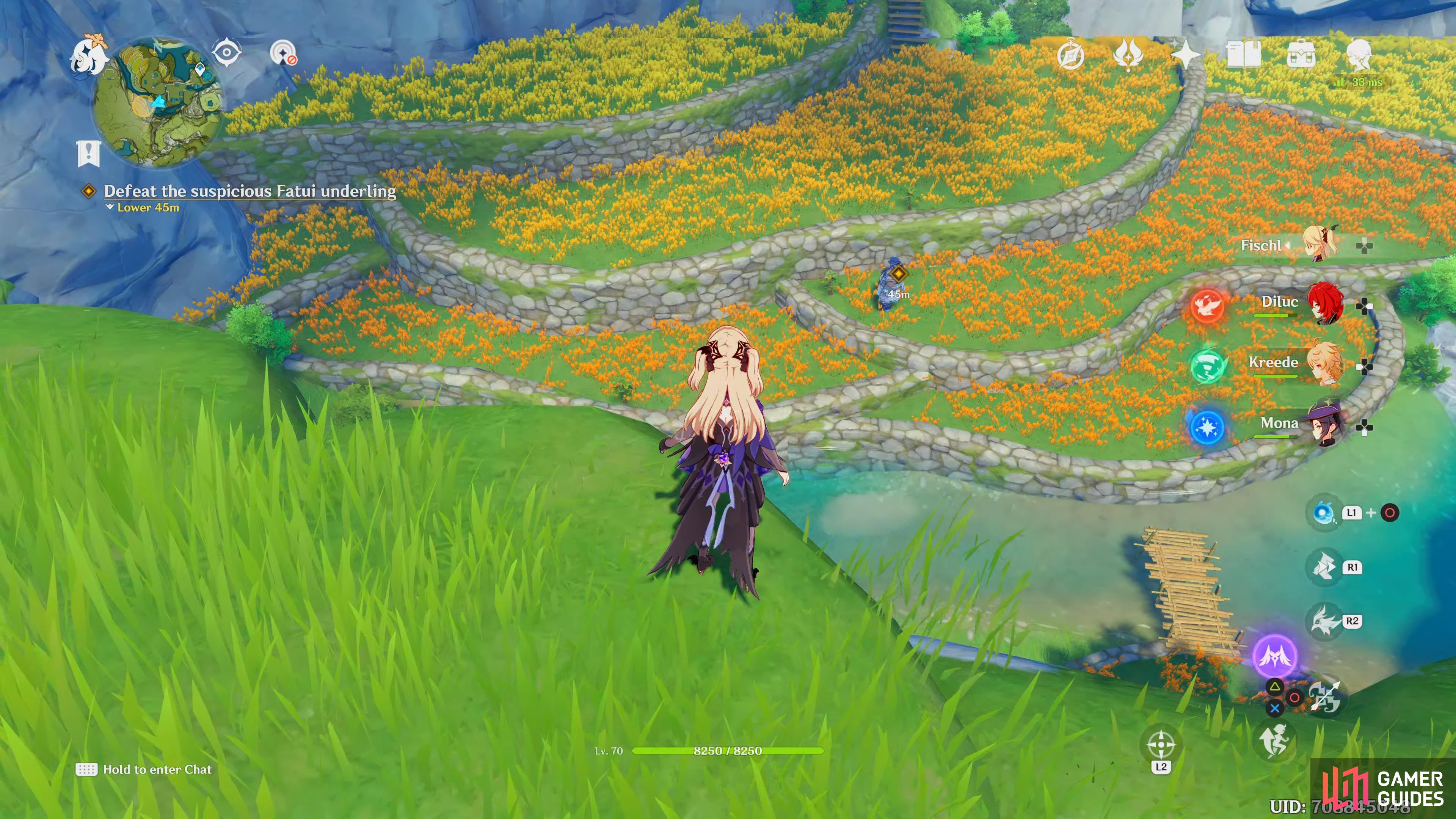 After the scene, glide down and defeat the Fatui Skirmisher