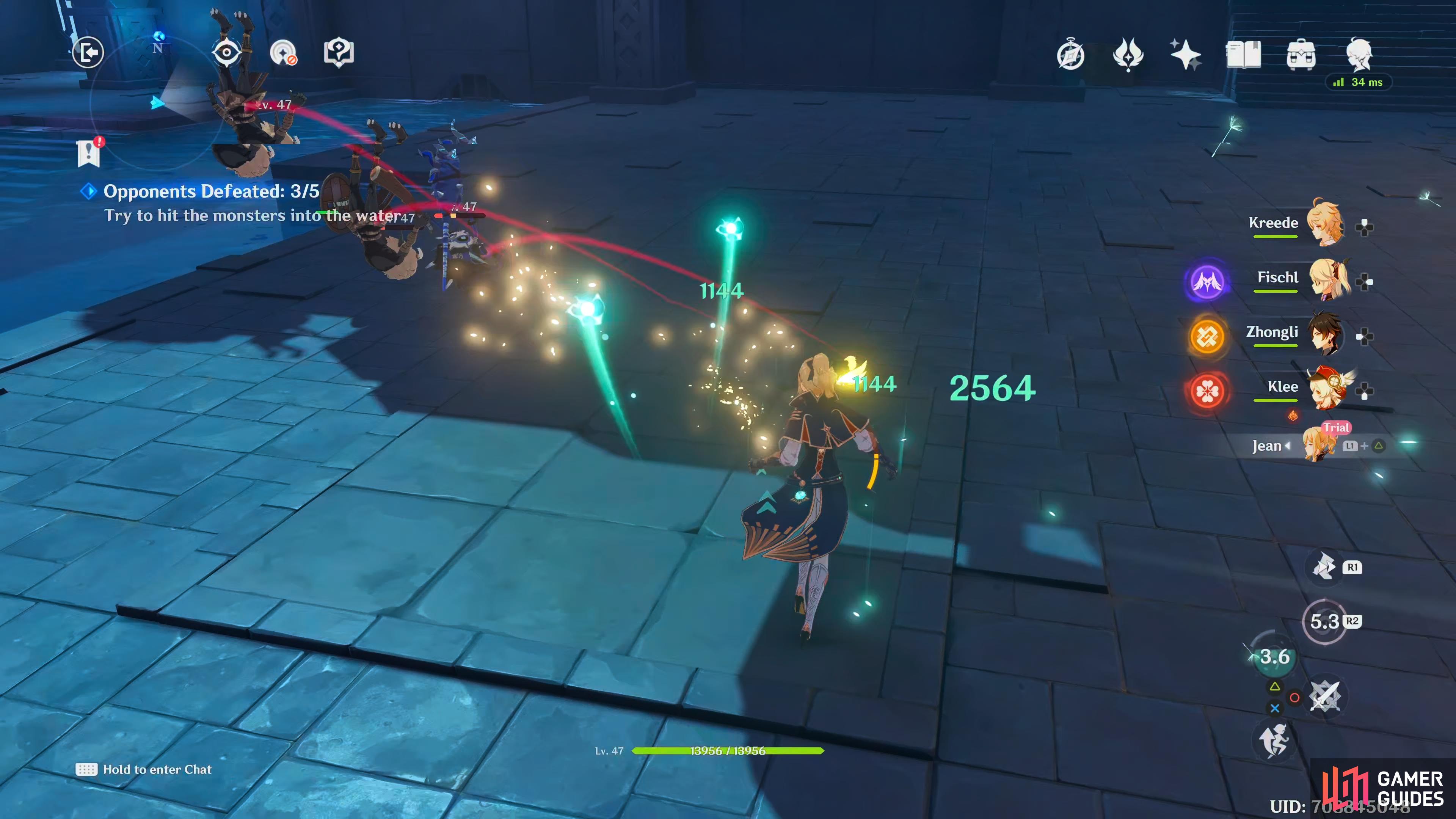 you can use Gale Blade to launch the enemies into the water which will kill them instantly.
