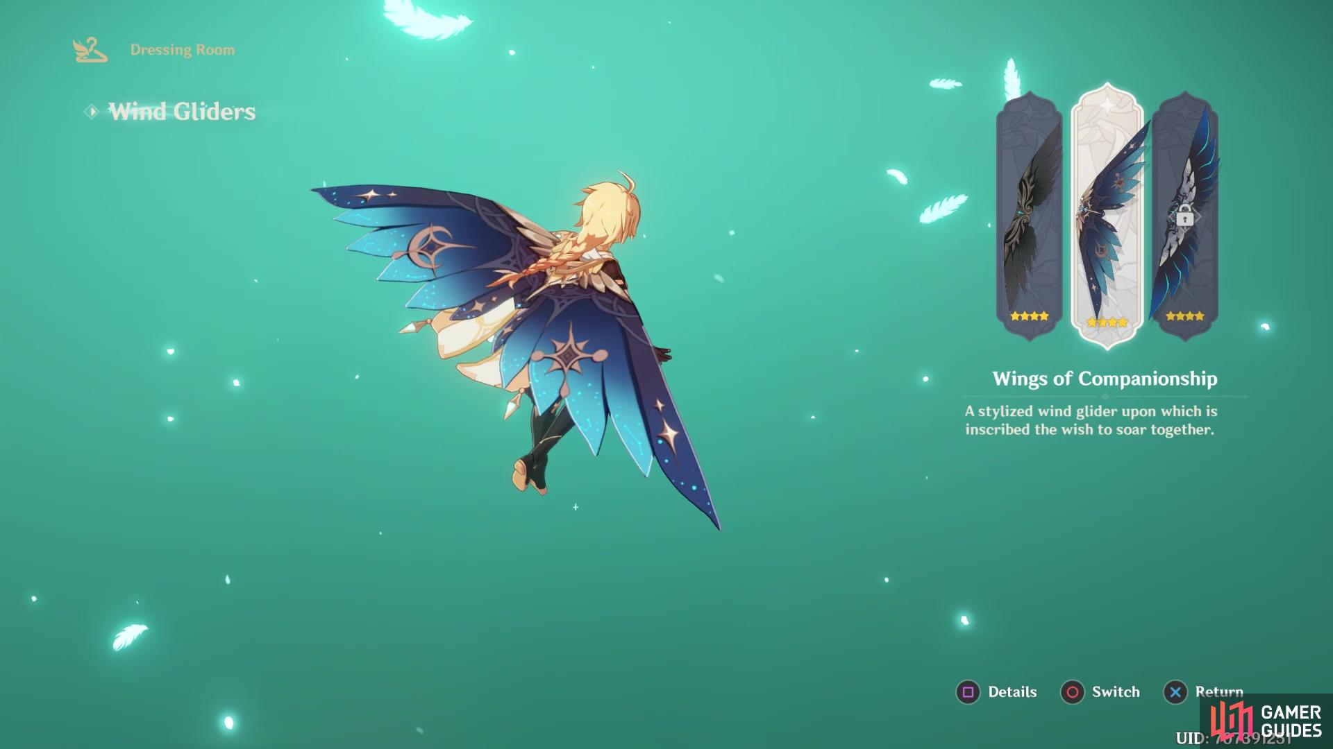 The Dressing Room offers a way to customize your Wind Glider and character outfits.