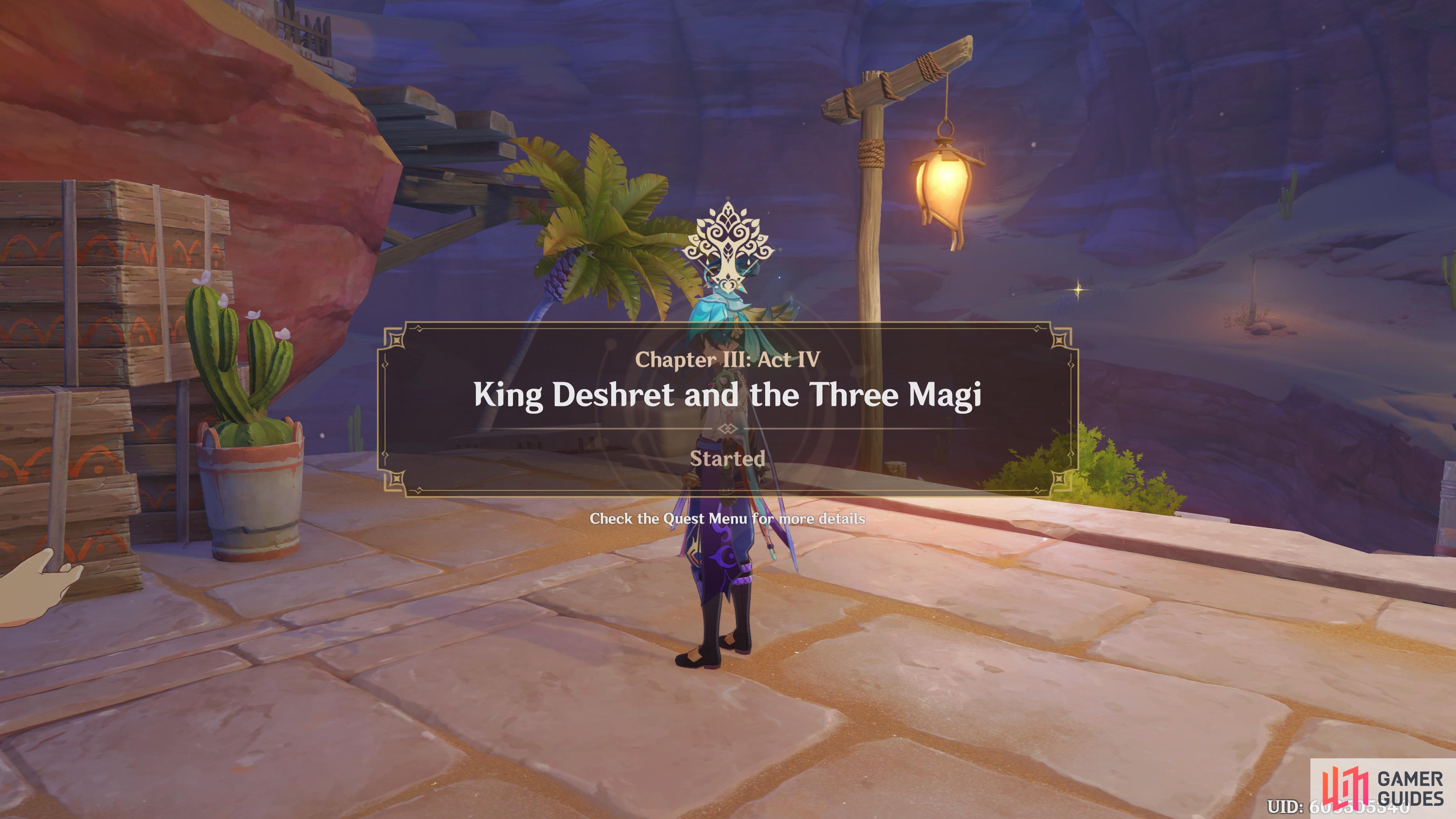 King Deshret and the Three Magi start screen.