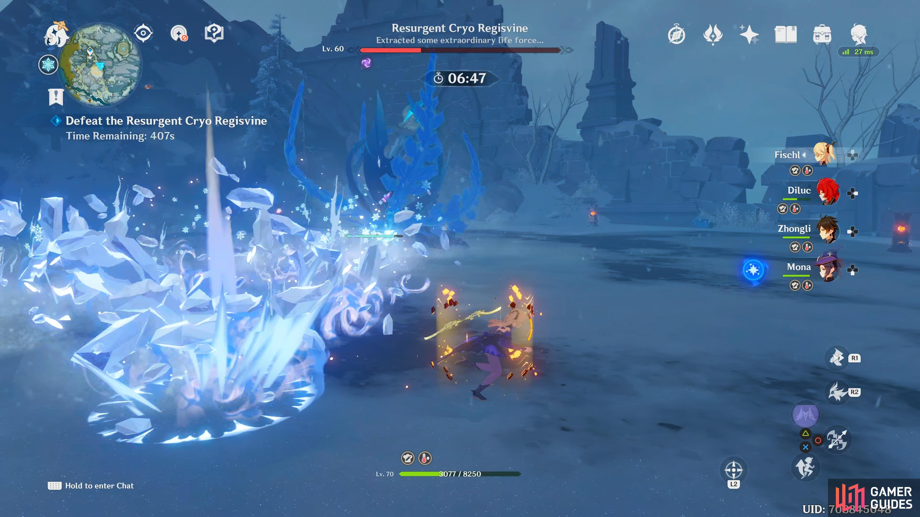 as soon as the force field dissipates, run to the side and towards the boss to avoid the Ice Spikes.