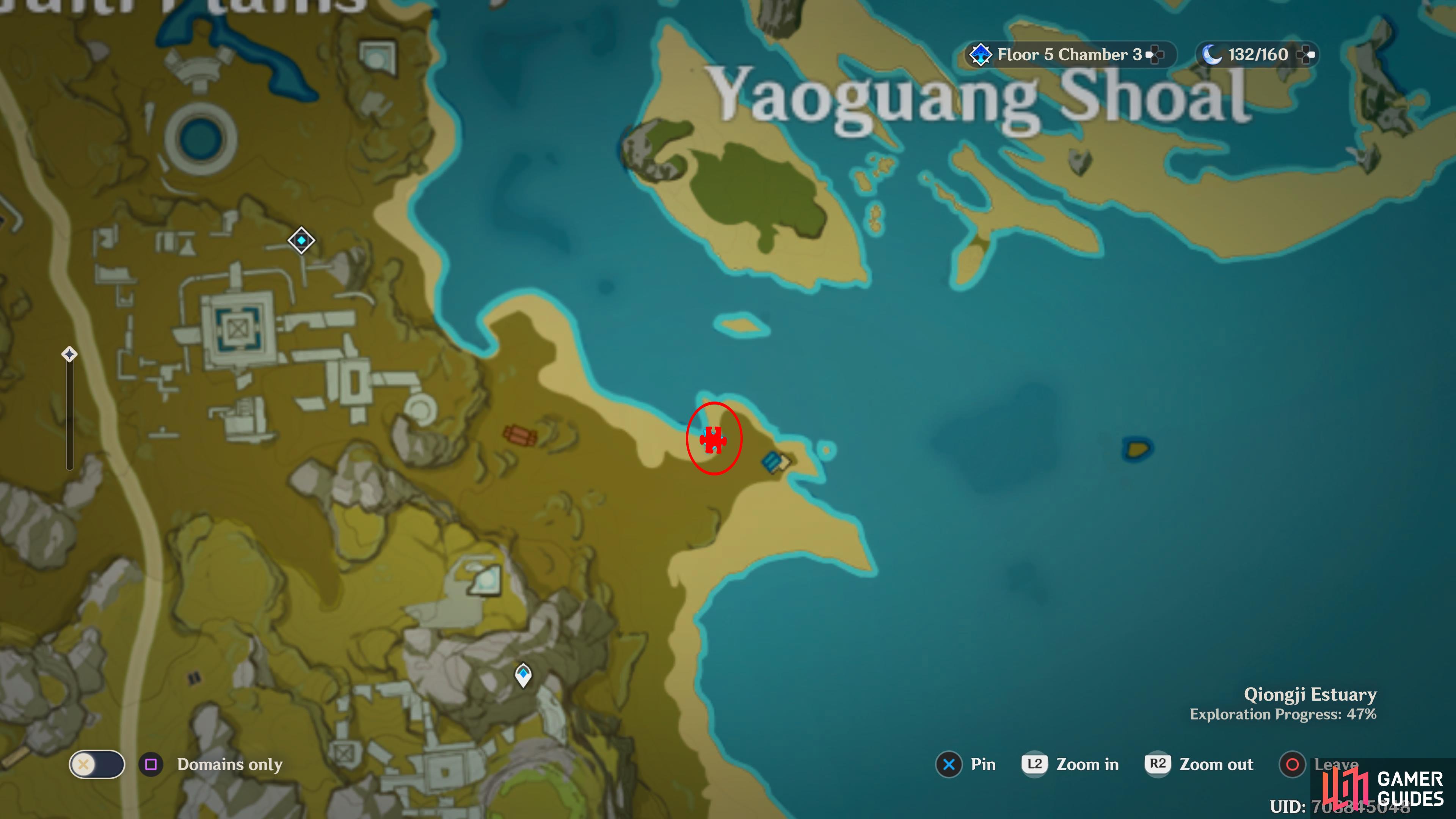 The location of the Secret Treasure is shown in this map