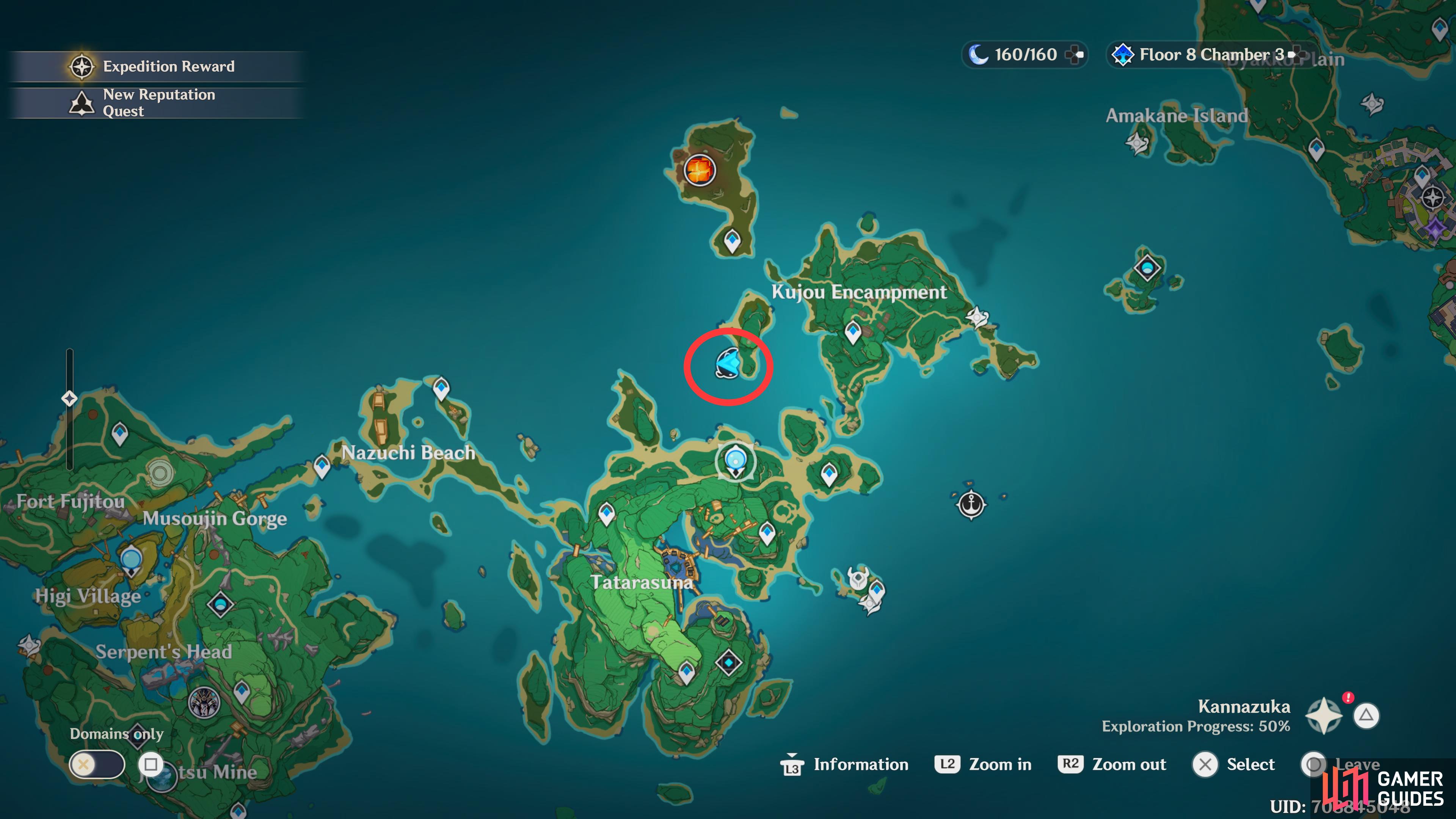The Day 4 challenge can be found on a small island north of Tatarasuna, west of the Kujou Encampment.