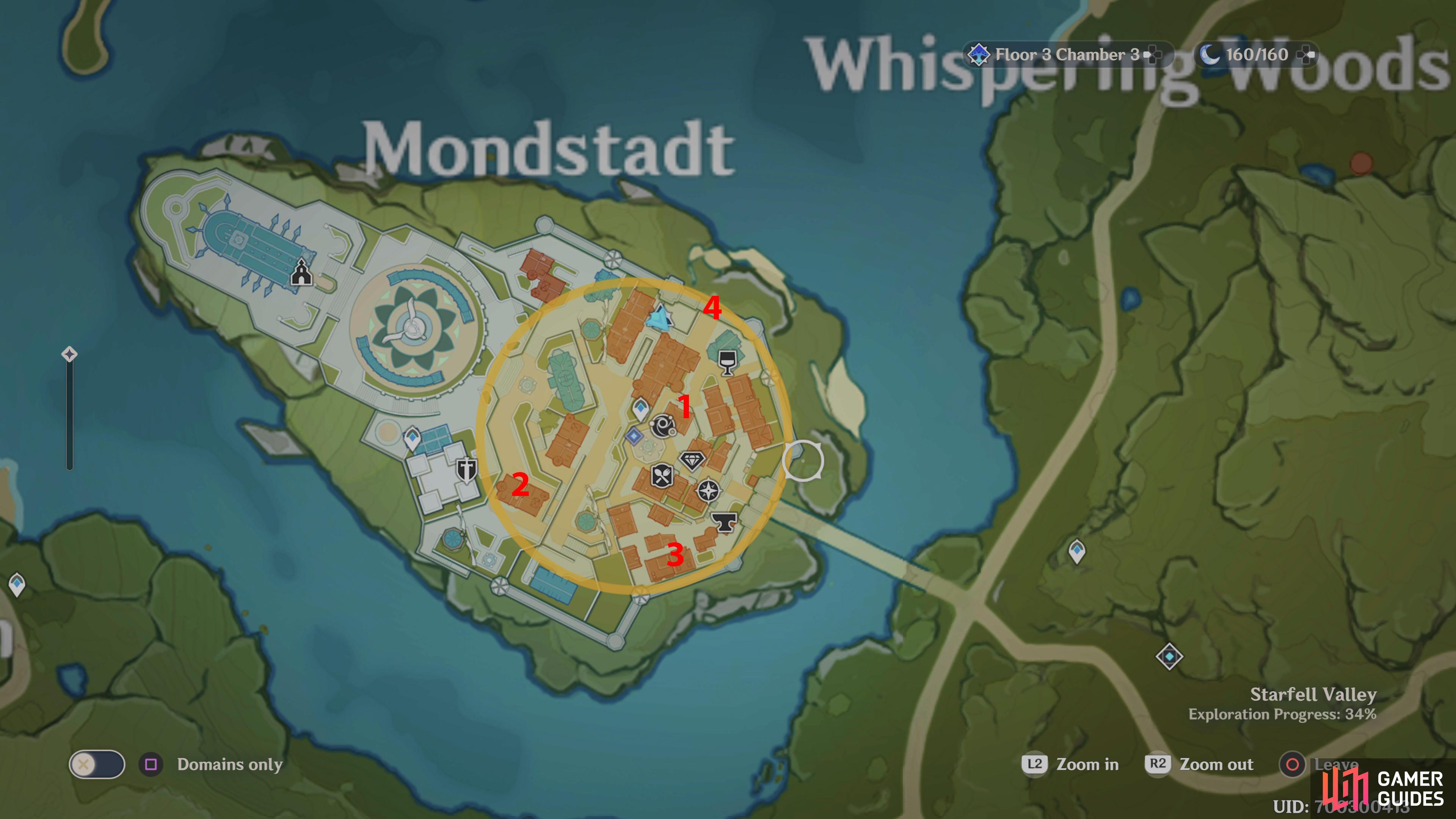 All four items can be seen on this map