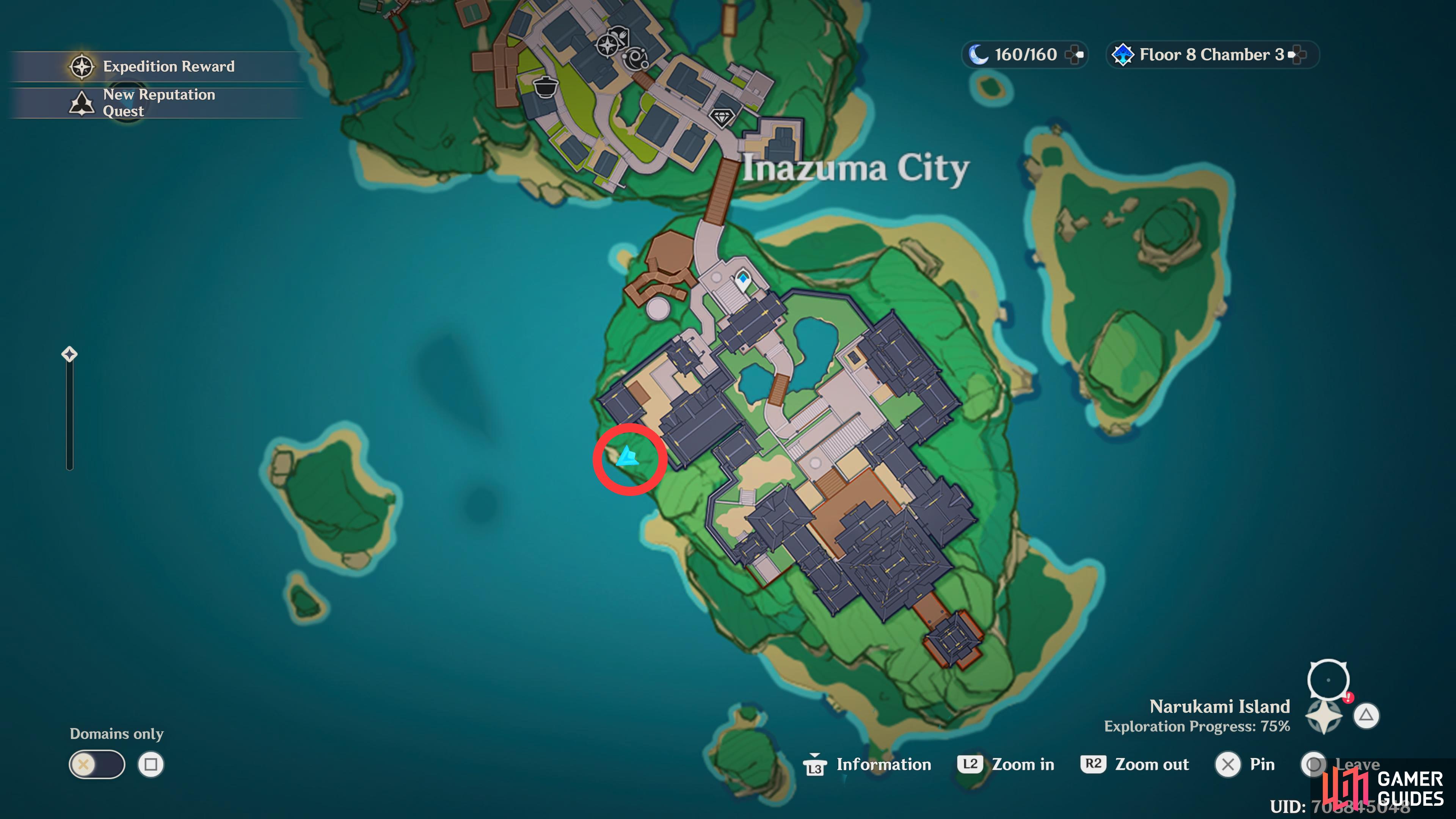 The location you are looking for is below Inazuma City.