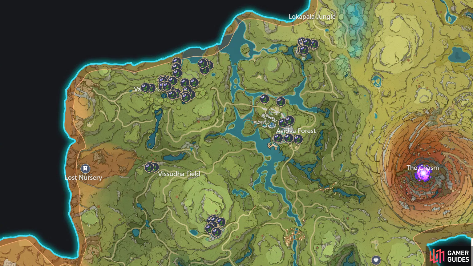 Padisarah locations via the official Teyvat Interactive Map.