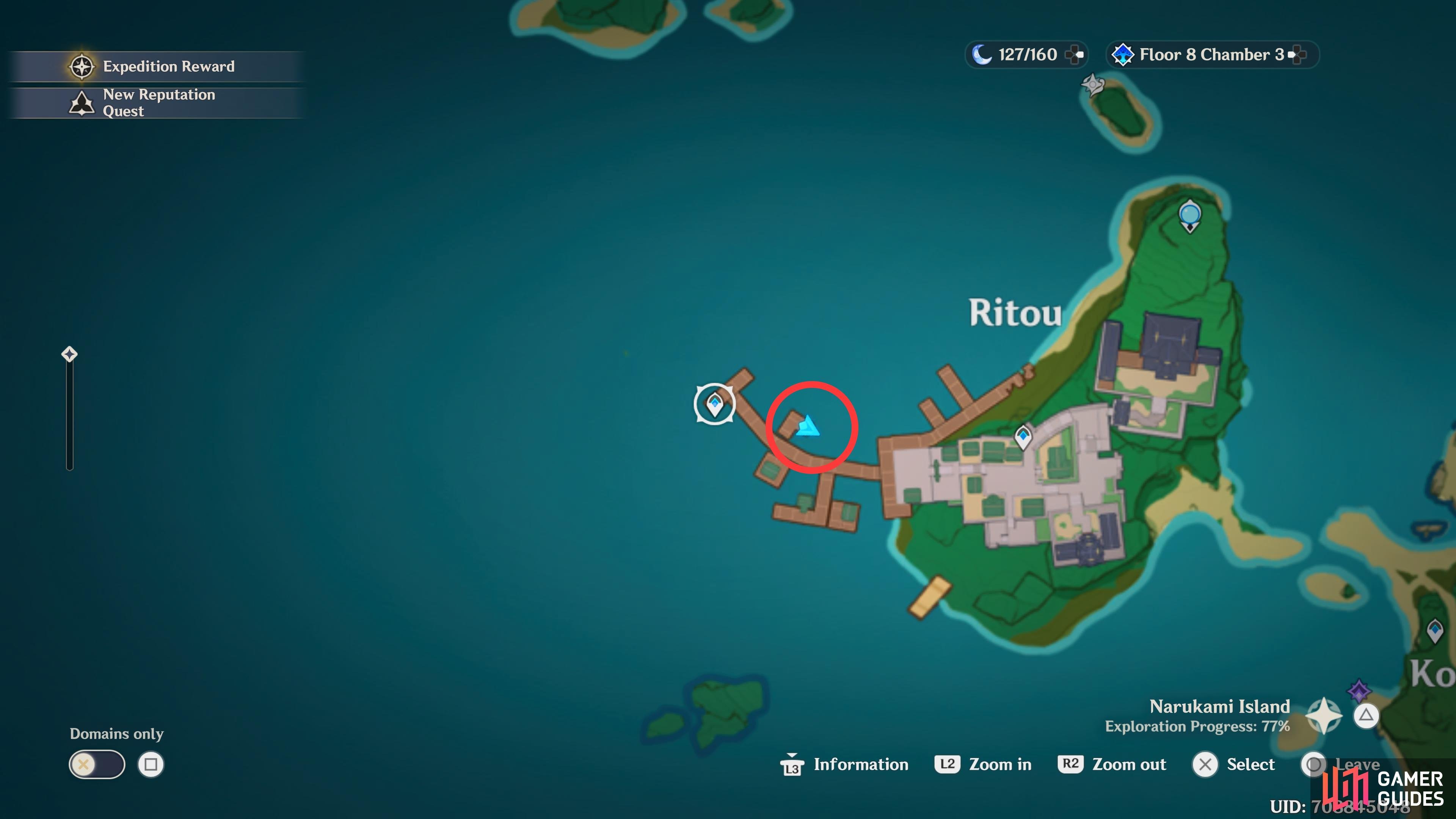 The Ritou Docks Fishing Point is located in the middle of the docks in Ritou.