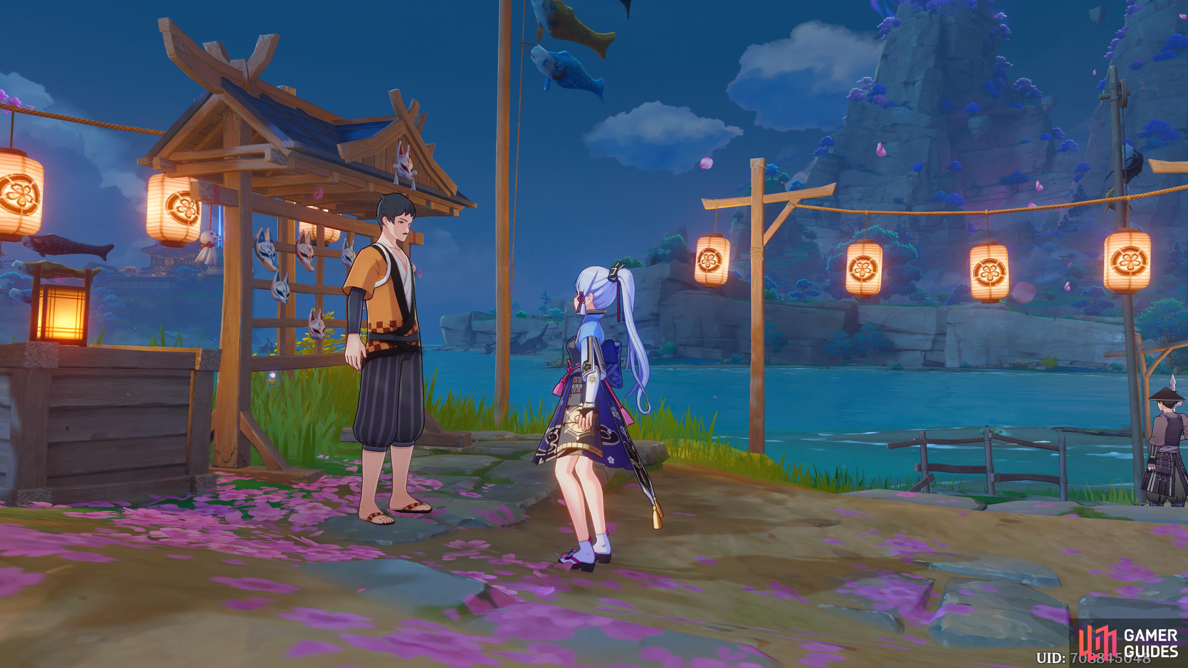 Sanden is surprised to see Ayaka at the festival.