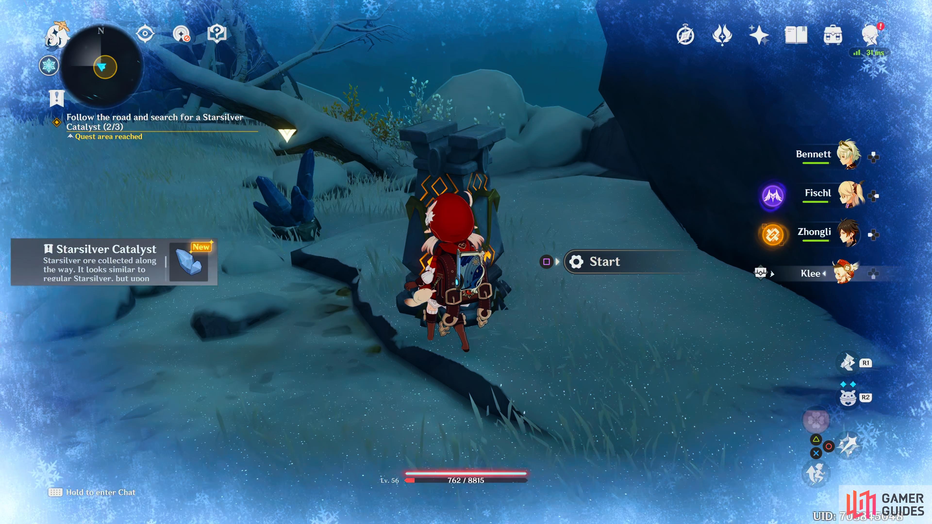 You can activate this Brazier to reduce the Sheer Cold status, the Silverstar deposit is sitting behind it.