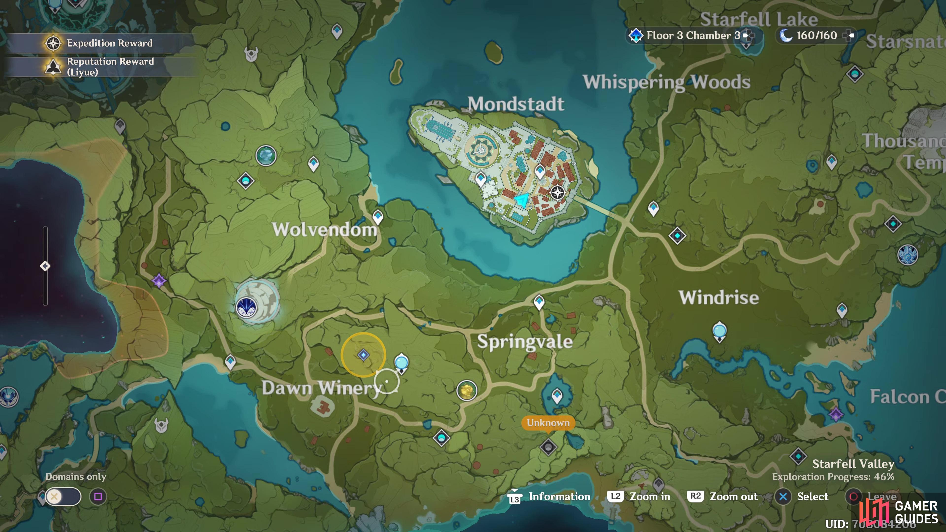 Head to the two orange circles on the map