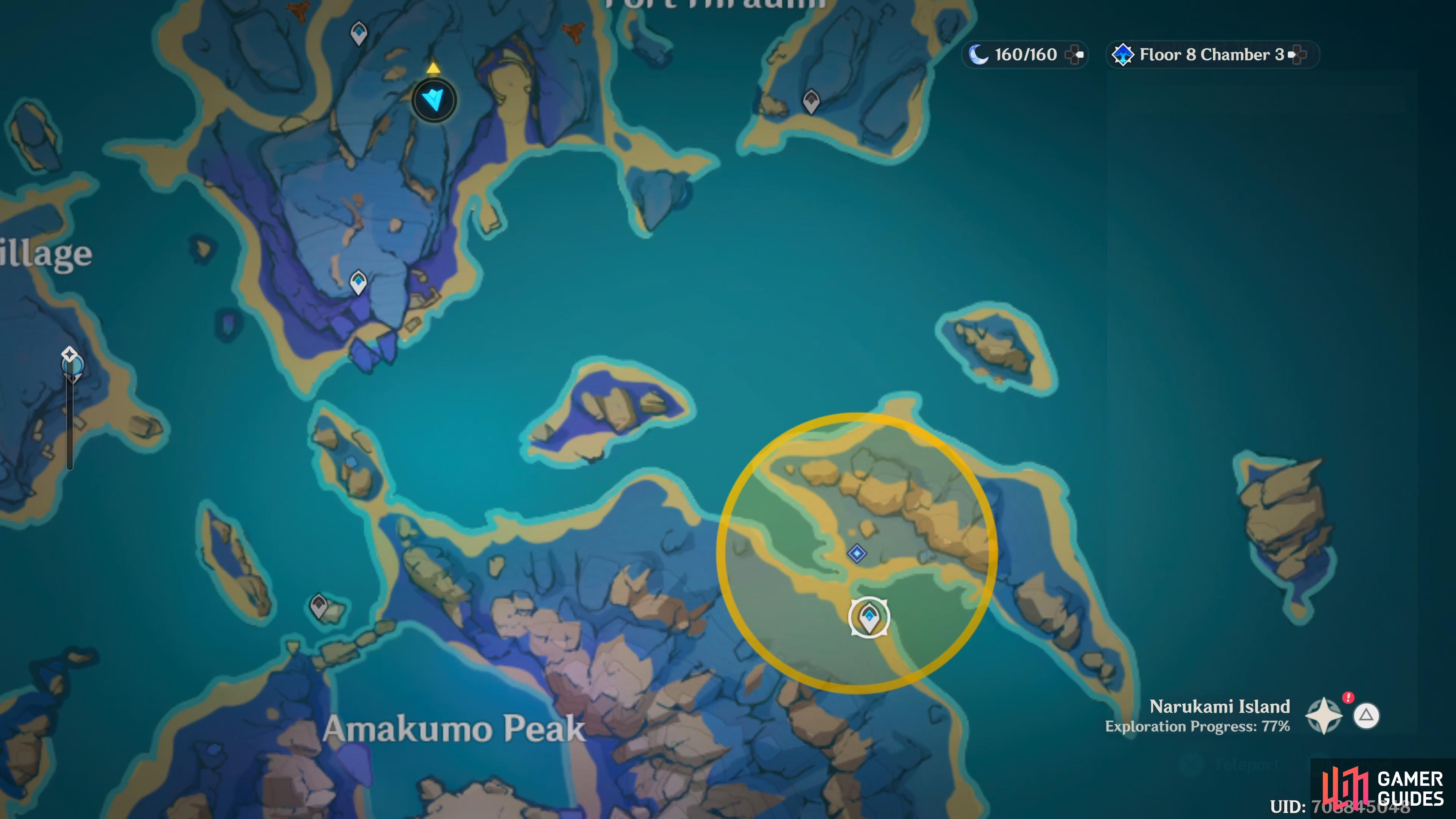The second warding stone can be found northeast of Seirai Island. It can be seen just in front of the teleport waypoint.