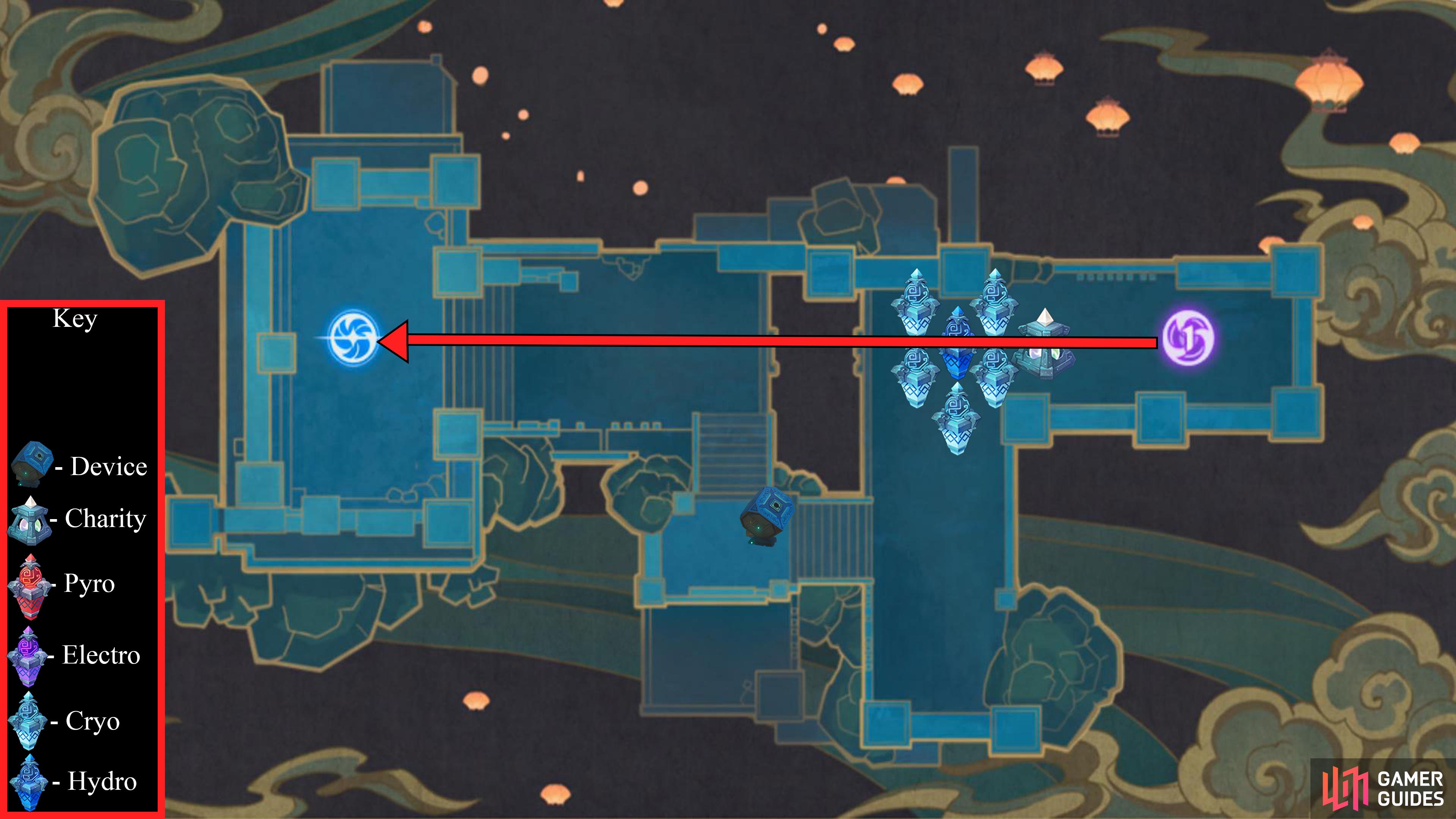 Place four Cryo Mechanici, and one Hydro closest to the enemy portal.