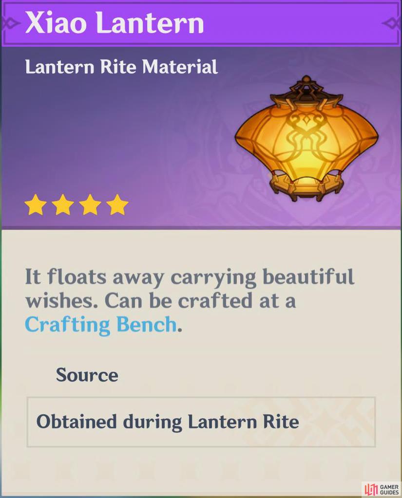 Xiao Lanterns are used for most of the Lantern Rite Events activities