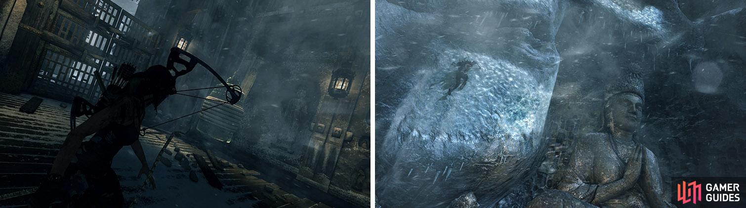 Make your way through the crumbling buildings, blasting wind, and icy walls to reach the top.