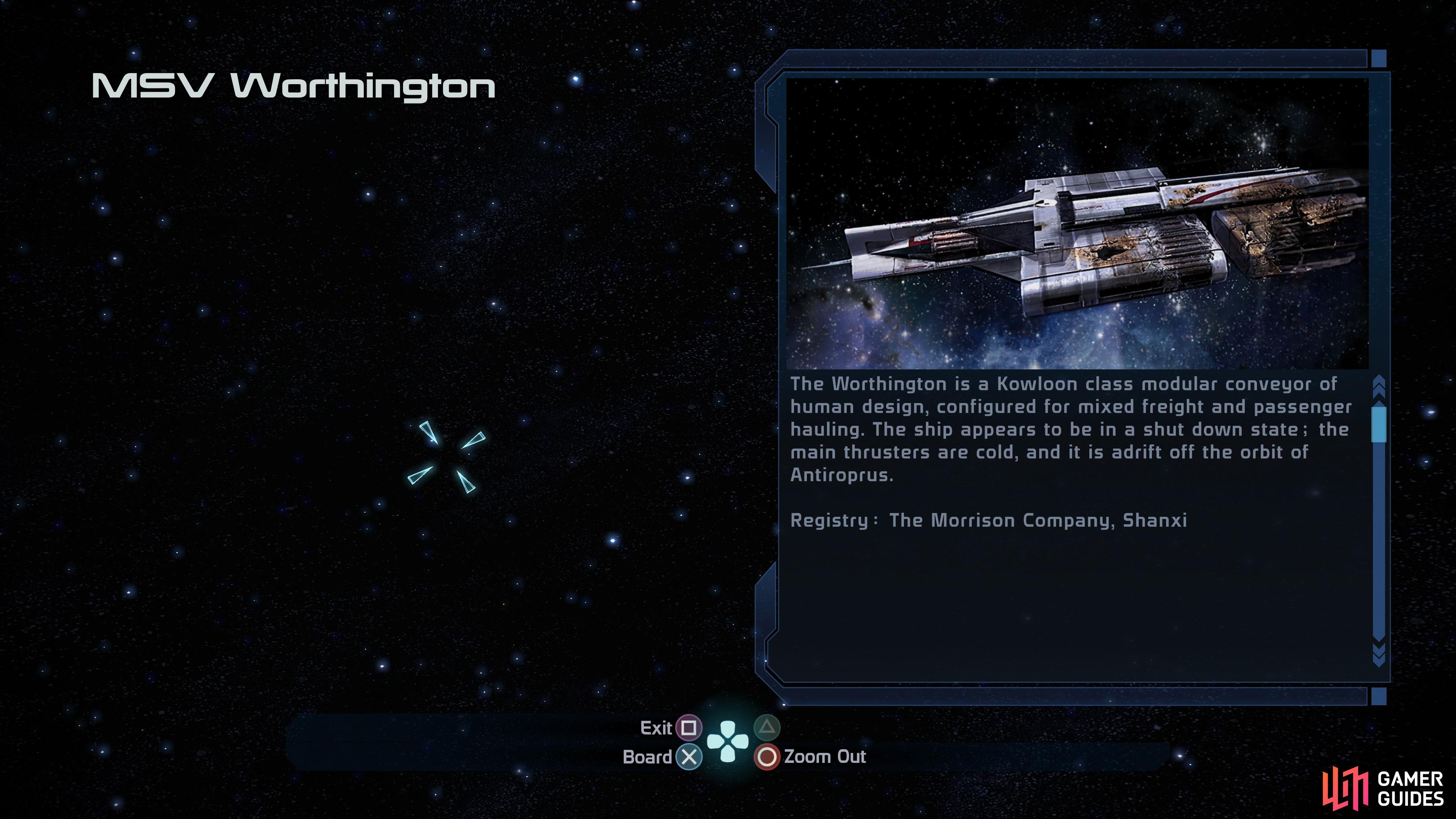 You'll find the derelict MSV Worthington in the Ming system.