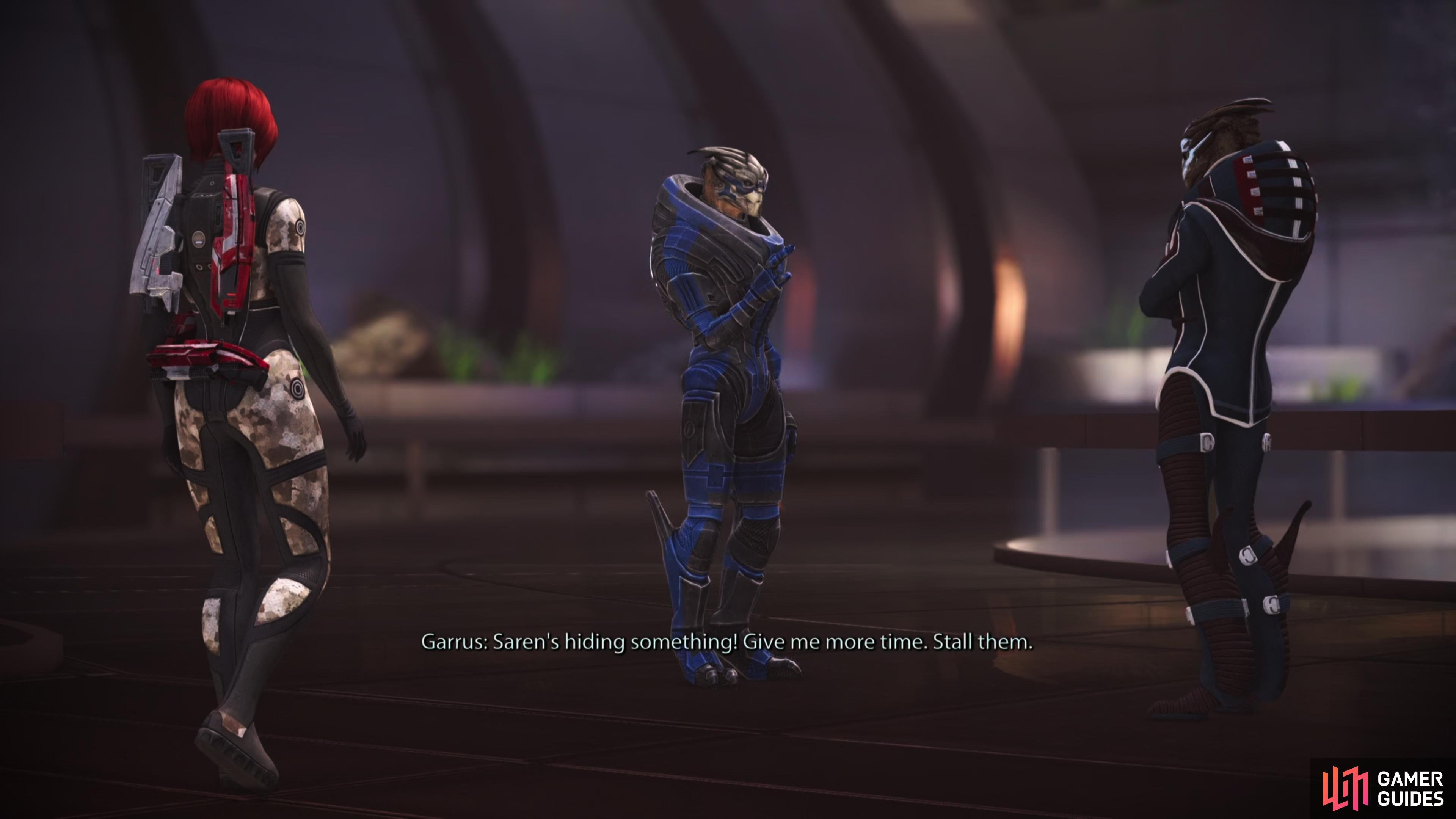 In the council you'll meet Garrus, who is also hostile to Saren.