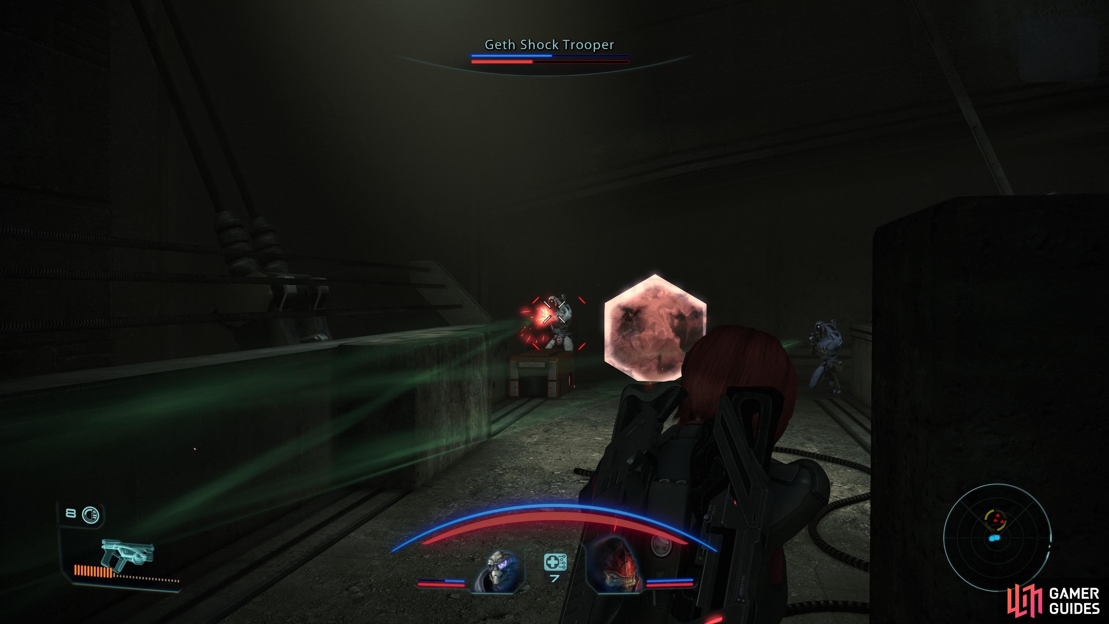 Before you can do anything, you'll be ambushed by Geth.