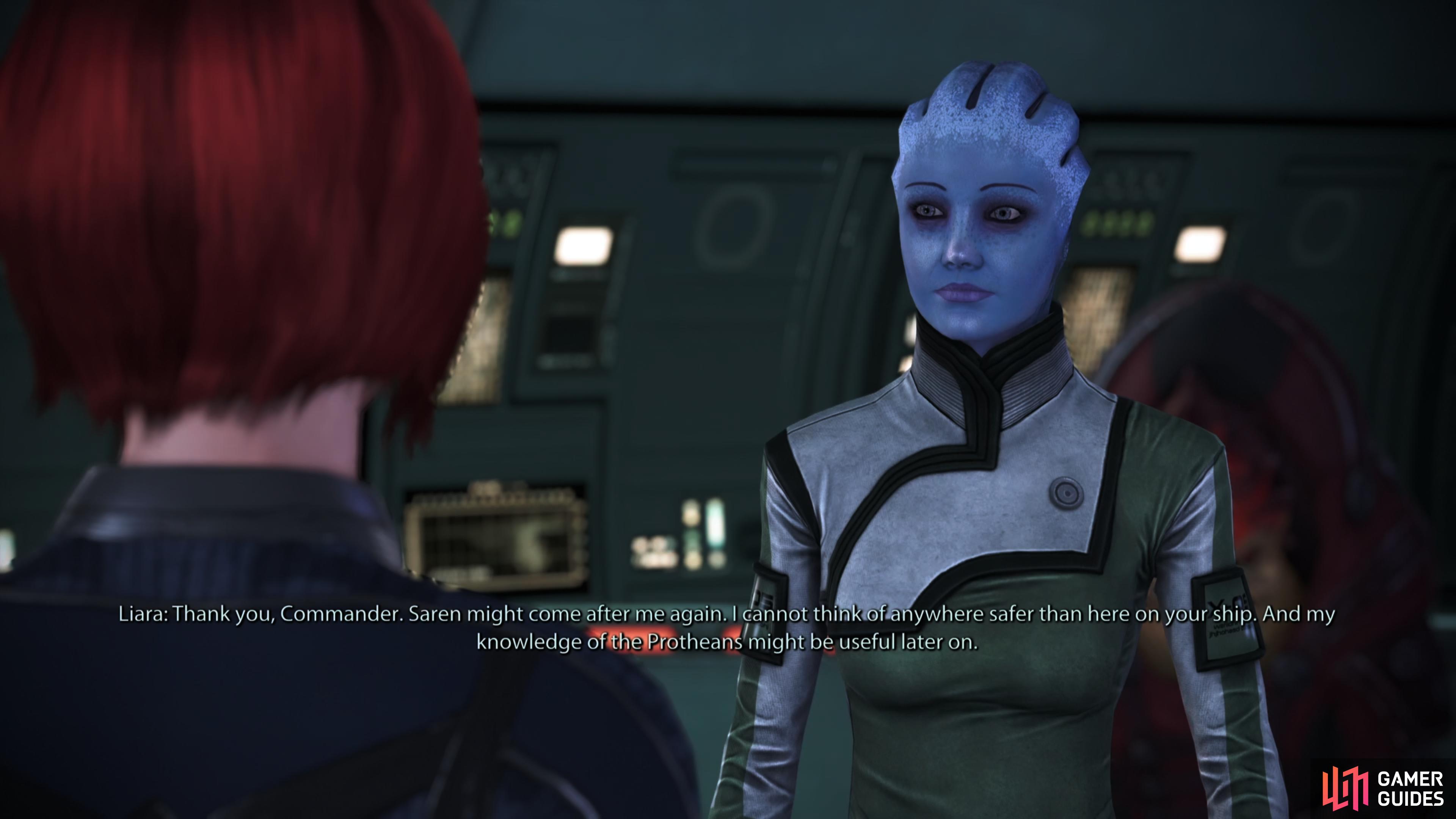 After the events on Therum, Liara will join your squad,