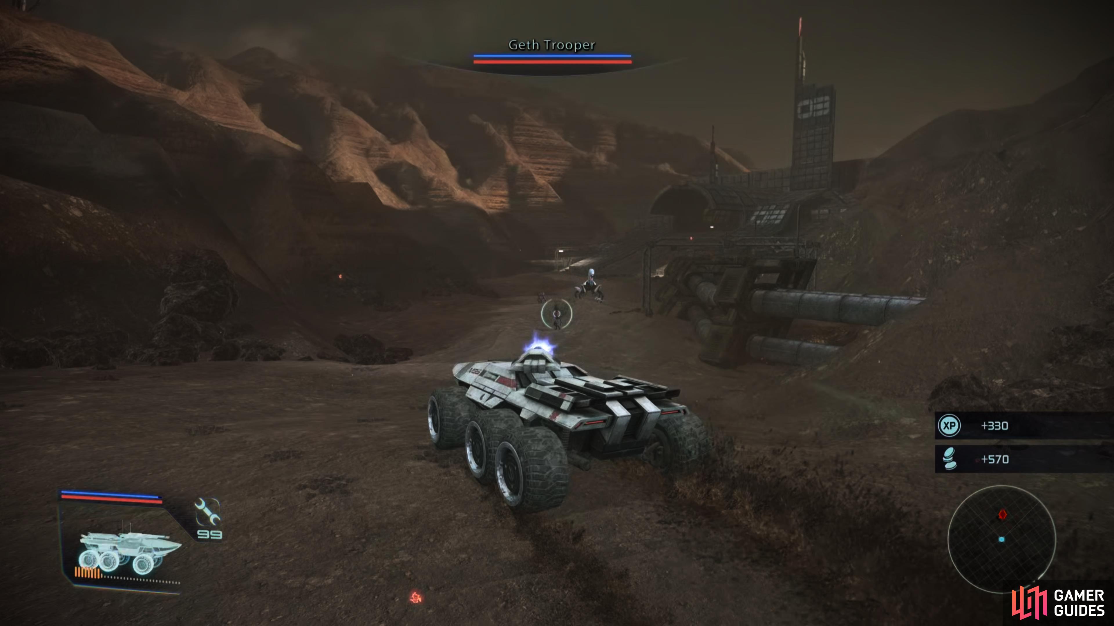 The Mako's machine guns are sufficient for clearing out troopers,