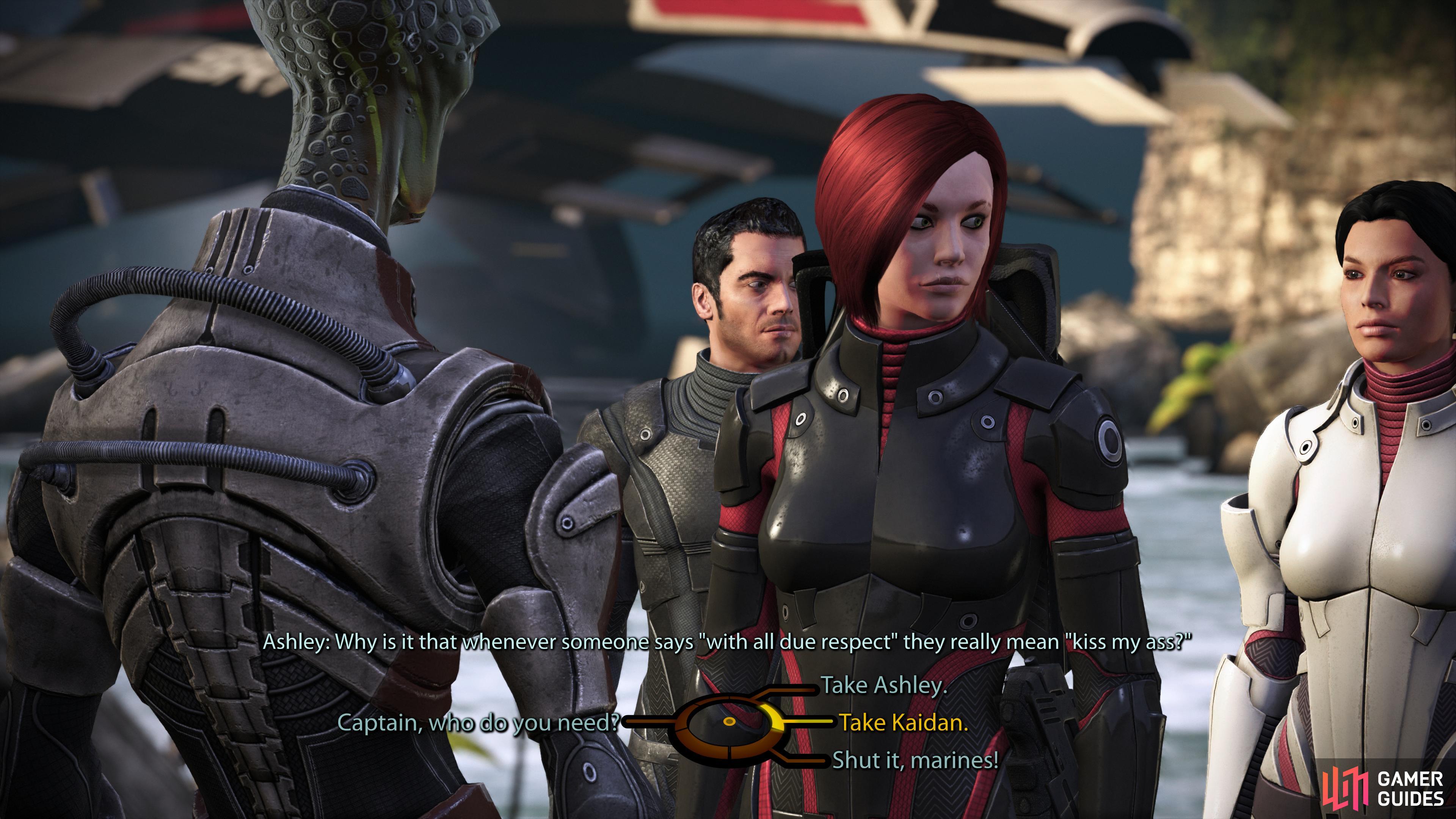 After dealing with Wrex, you'll have to send either Ashley or Kaiden with Captain Kirrahe.