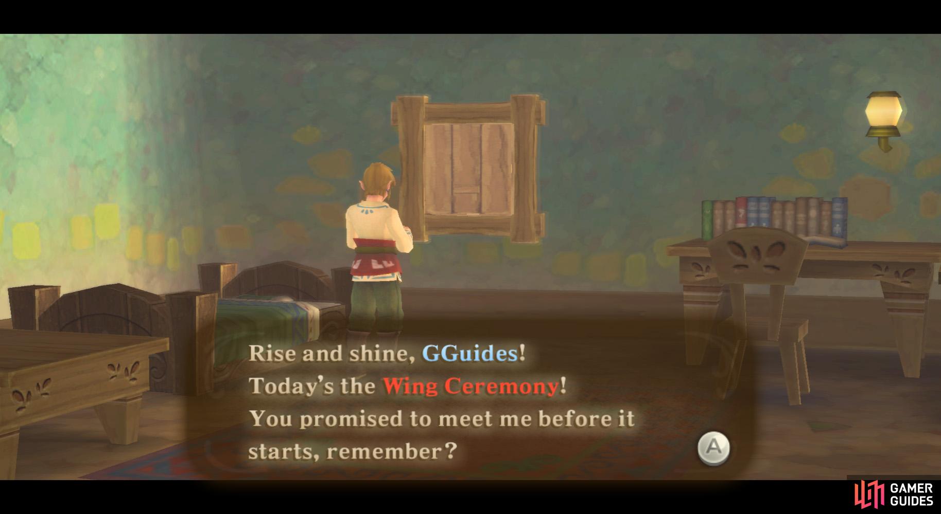 It's a reminder to meet Zelda for the Wing Ceremony!