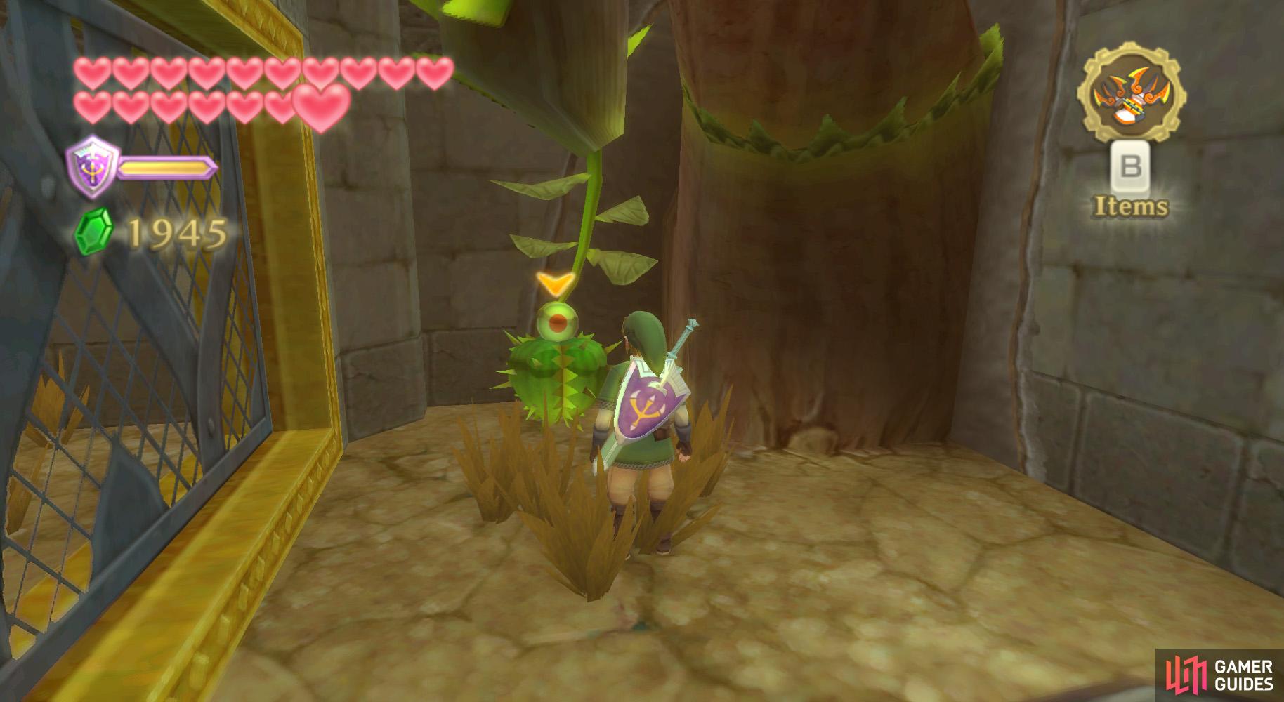 Push both underground switches, so you can reach this spiky plant.