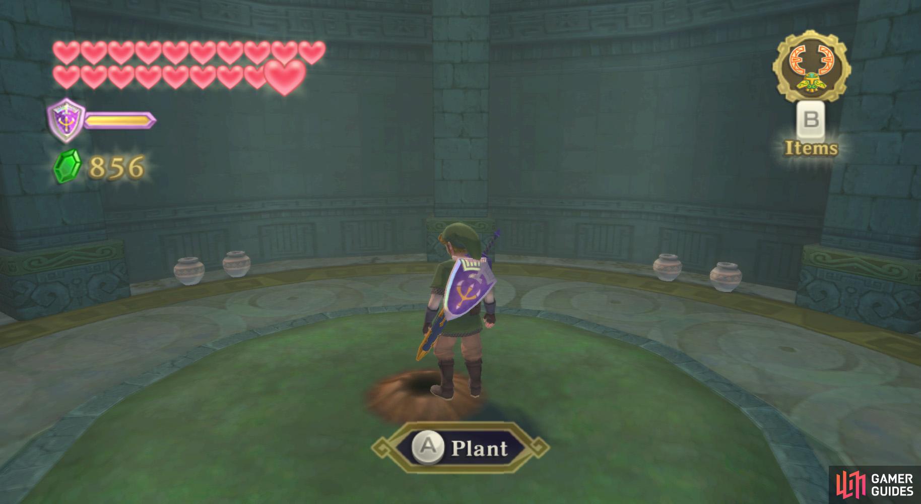 Plant the seedling in the patch of dirt in the Temple of Hylia.