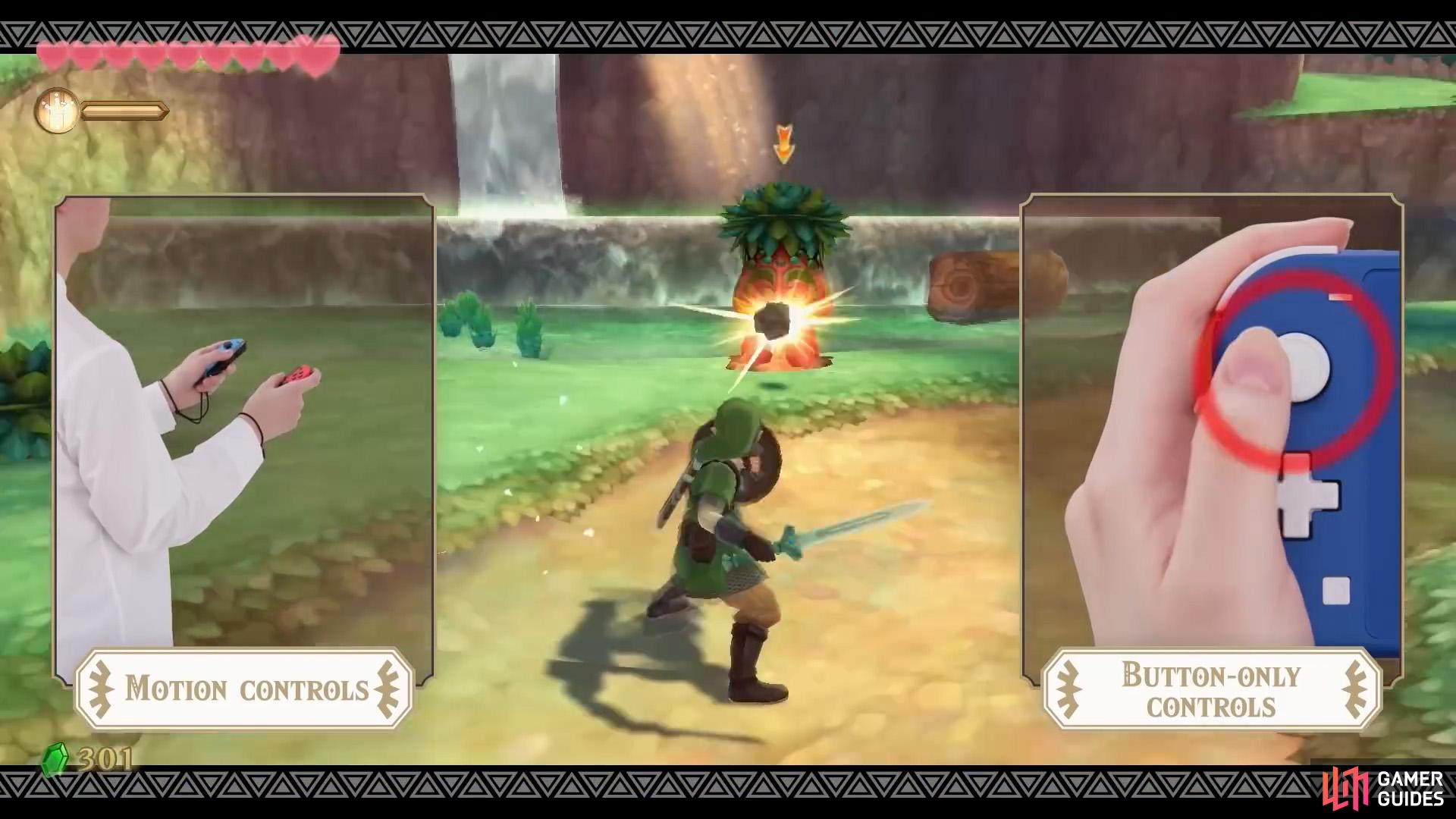 Pushing the left stick inwards will raise Link's shield (instead of waggling the nunchuck).