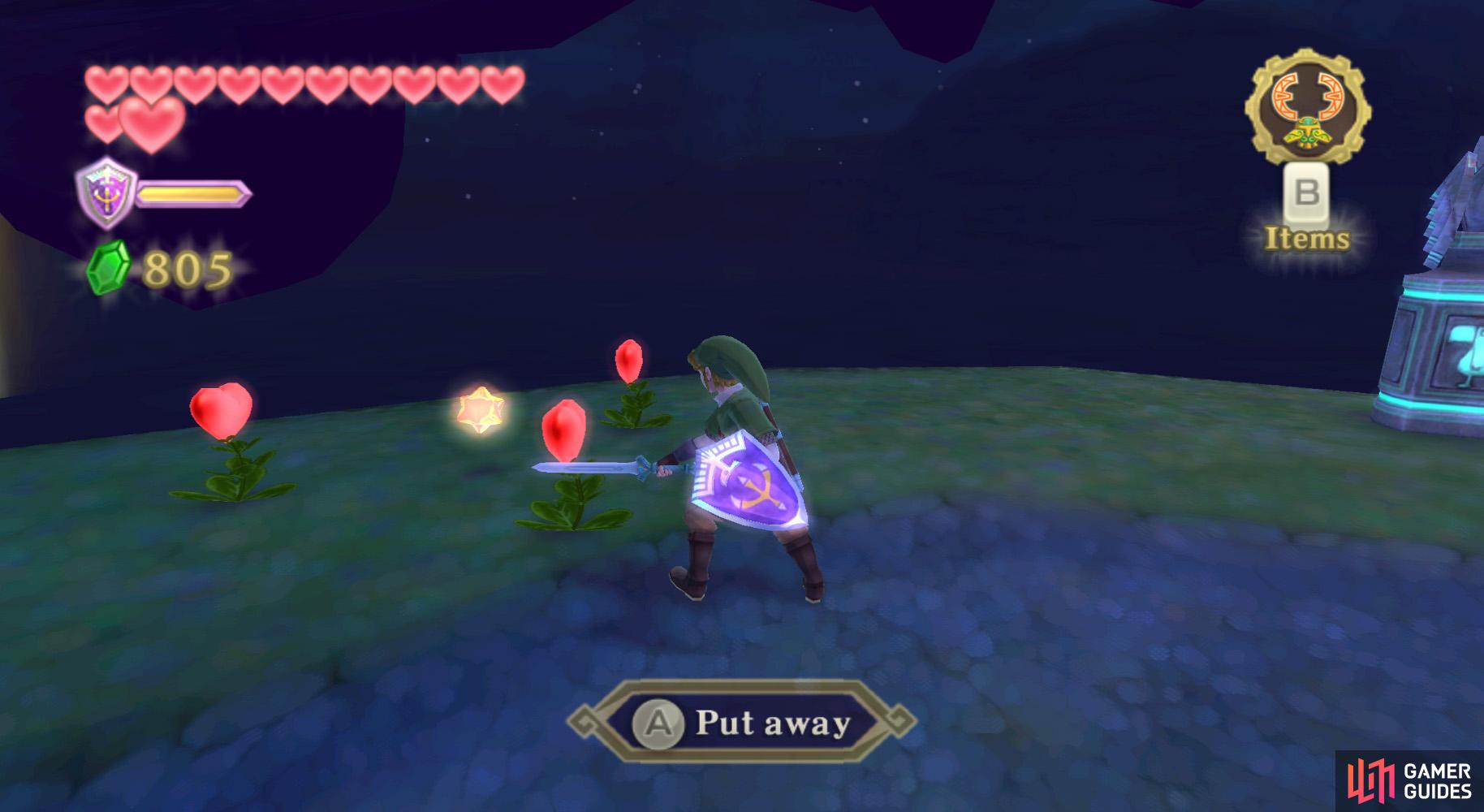 9: Go through the Waterfall cave and turn left towards the heart flowers.