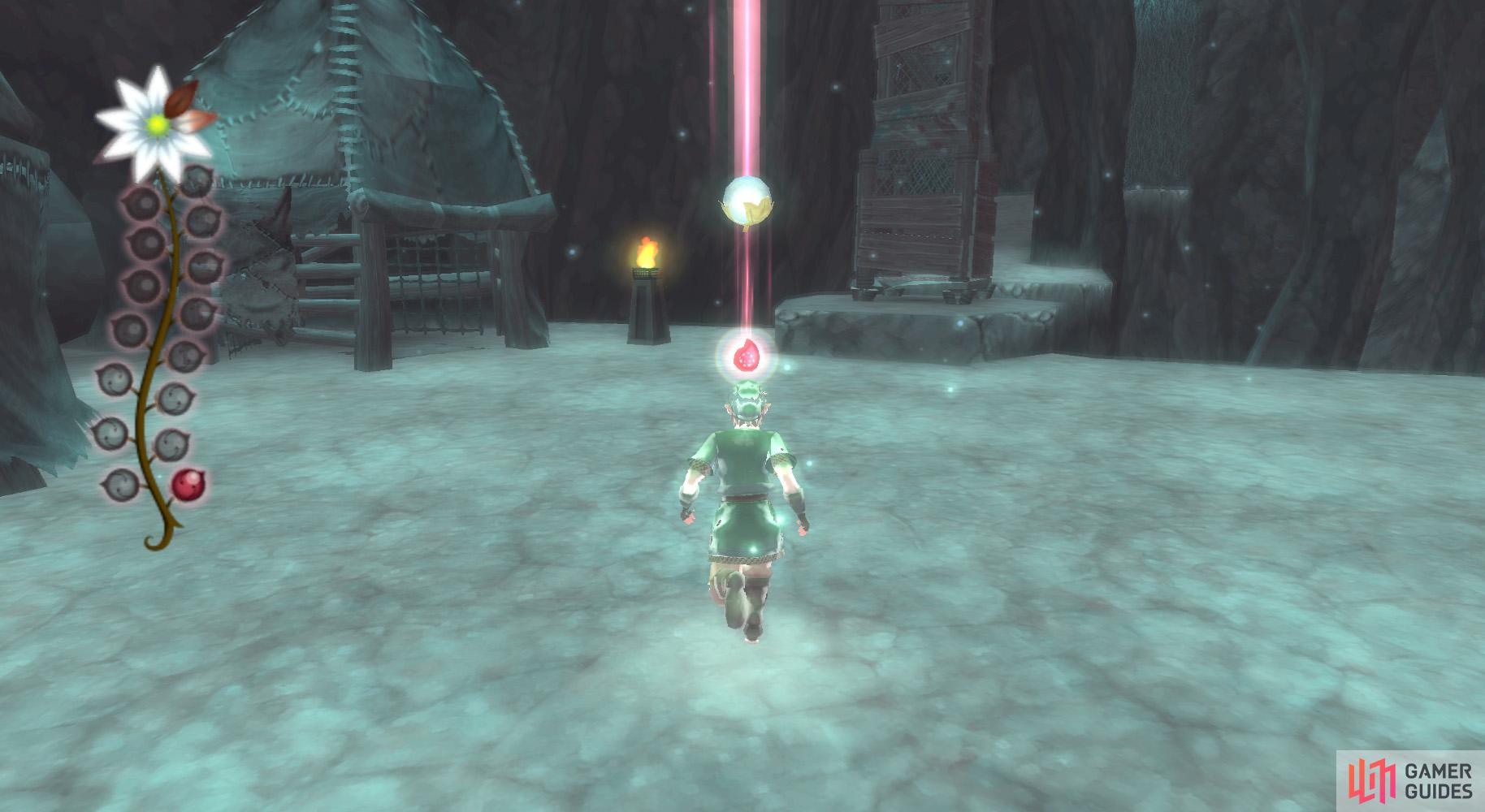 2. Run all the way up the slope to the Bokoblin encampment. Try keeping to the right to avoid most of the Watchers.